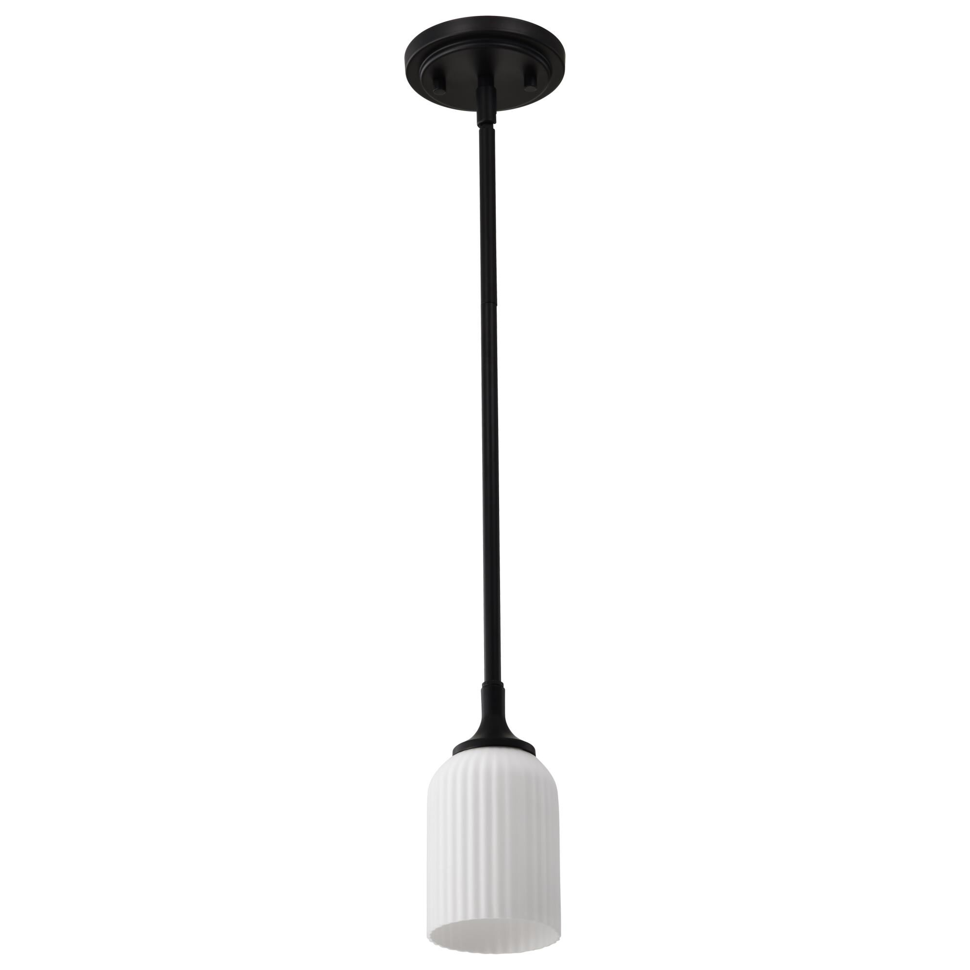 Shown in Matte Black finish and Frosted Ribbed glass