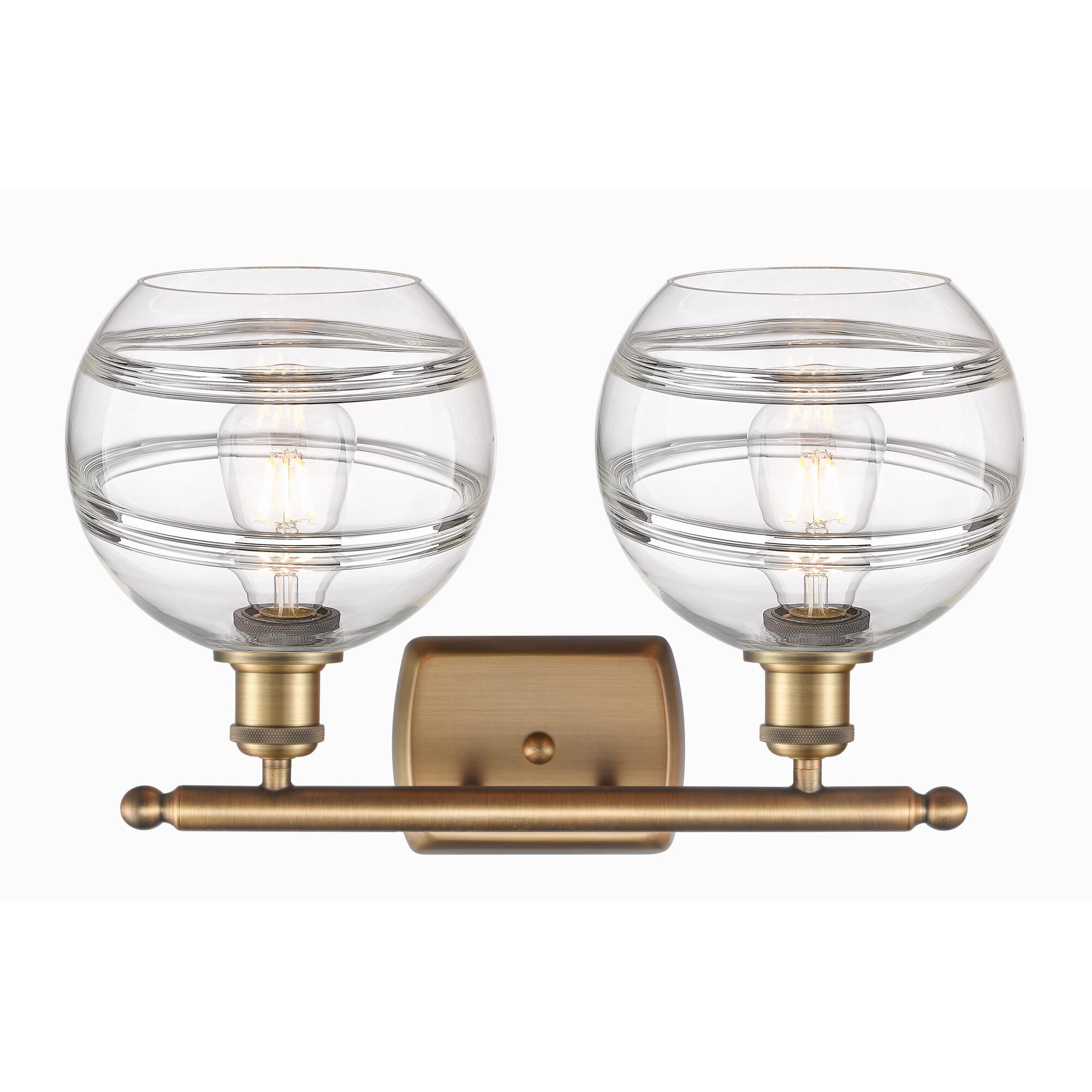 Shown in Brushed Brass finish and Clear glass