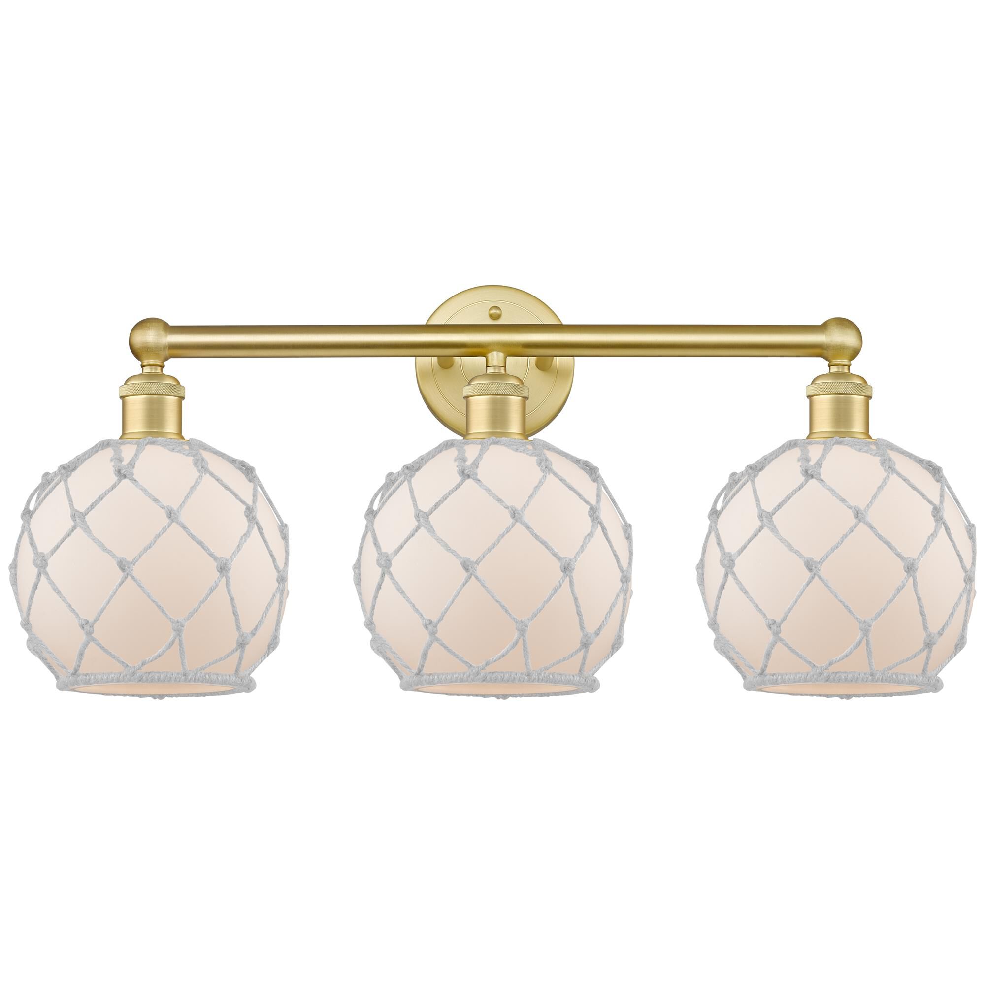 Shown in Satin Gold finish and White with White Rope glass