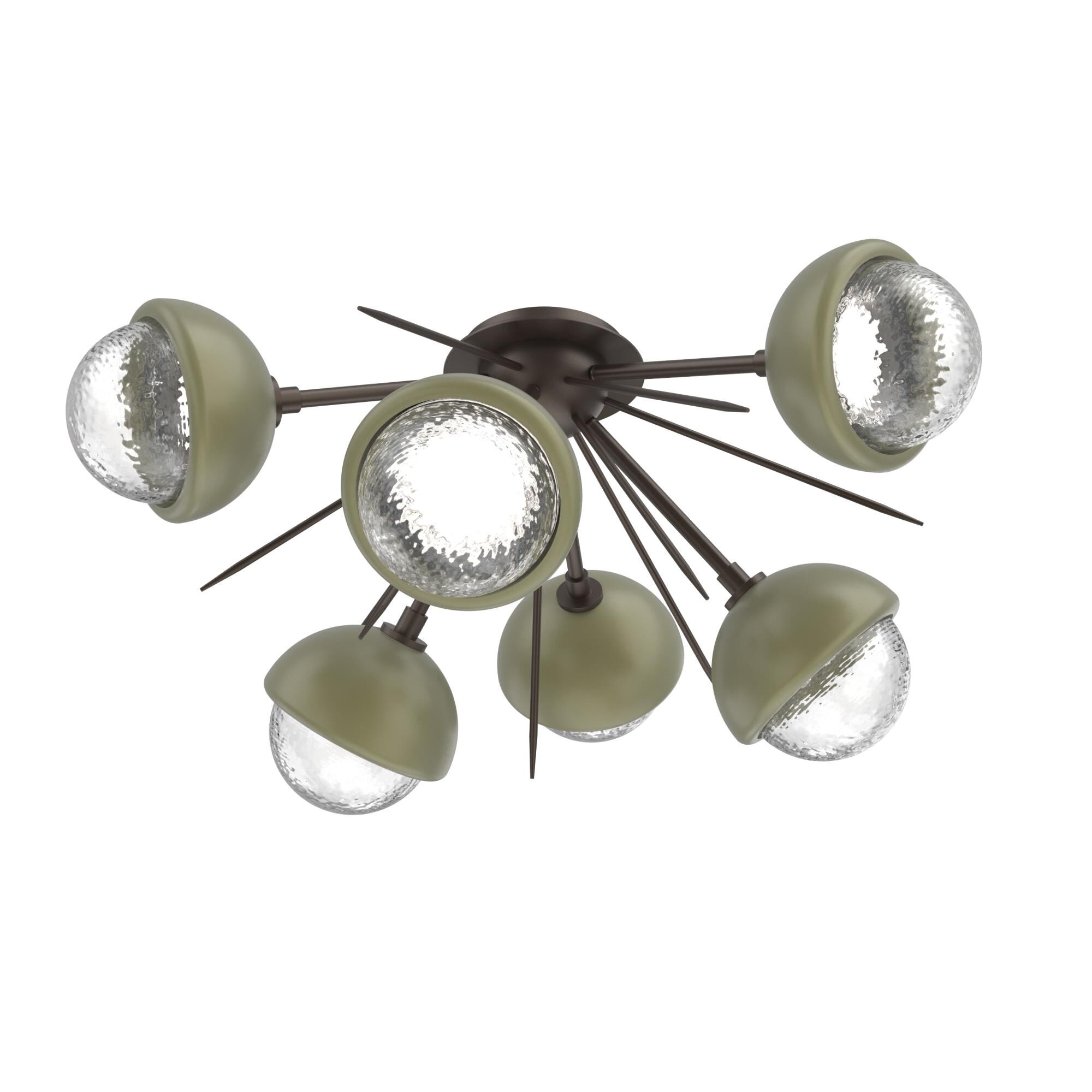 Shown in Flat Bronze finish and Clear glass and Sage Green accent