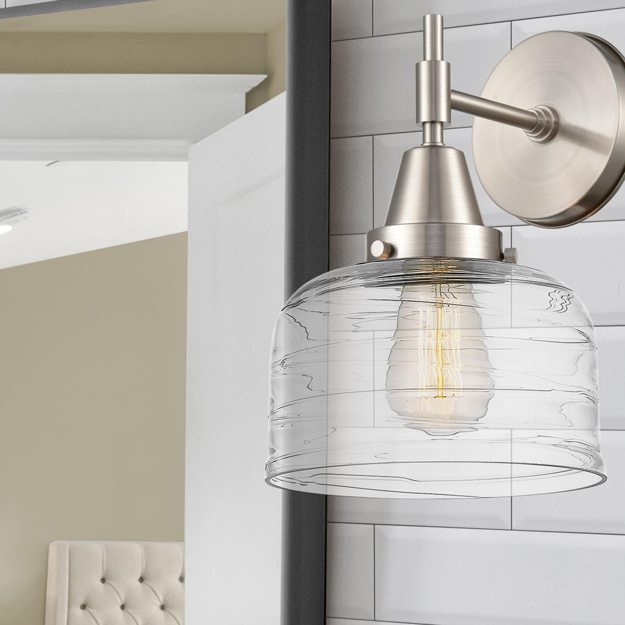 Shown in Satin Nickel finish and Clear glass