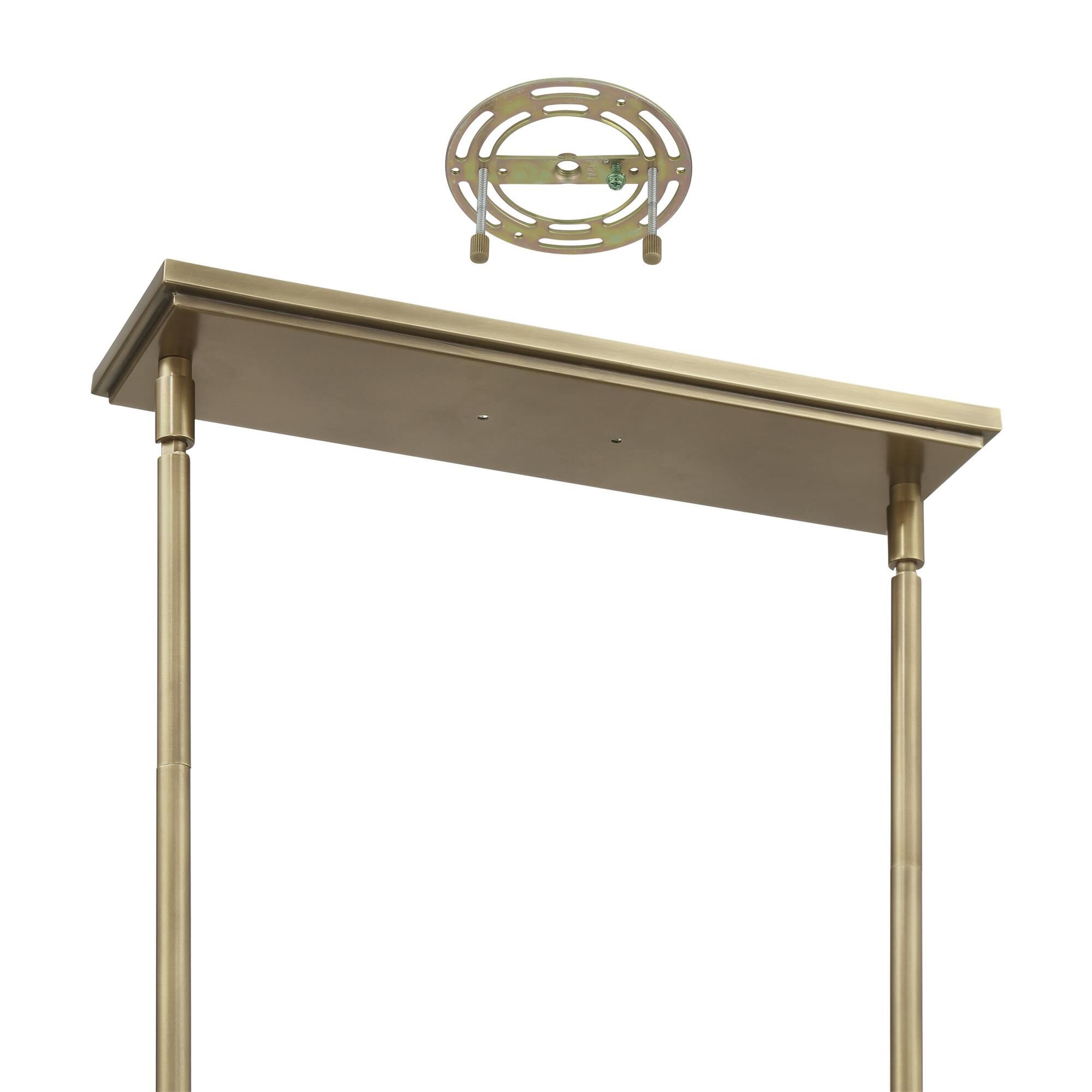 Shown in Natural Brass finish and Matte Black, Gold shade