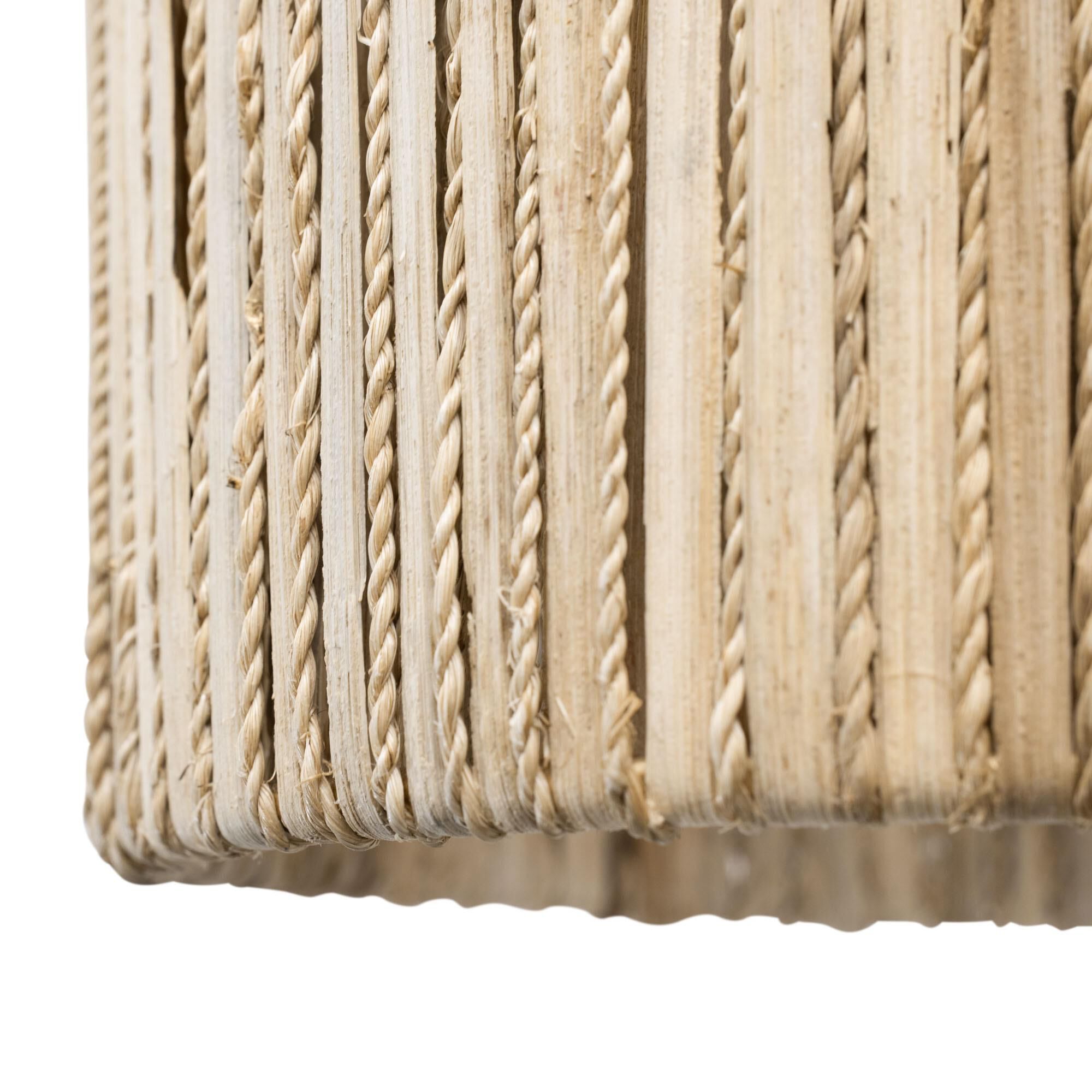 Shown in French Gold finish and Natural Rattan And Abaca Rope shade