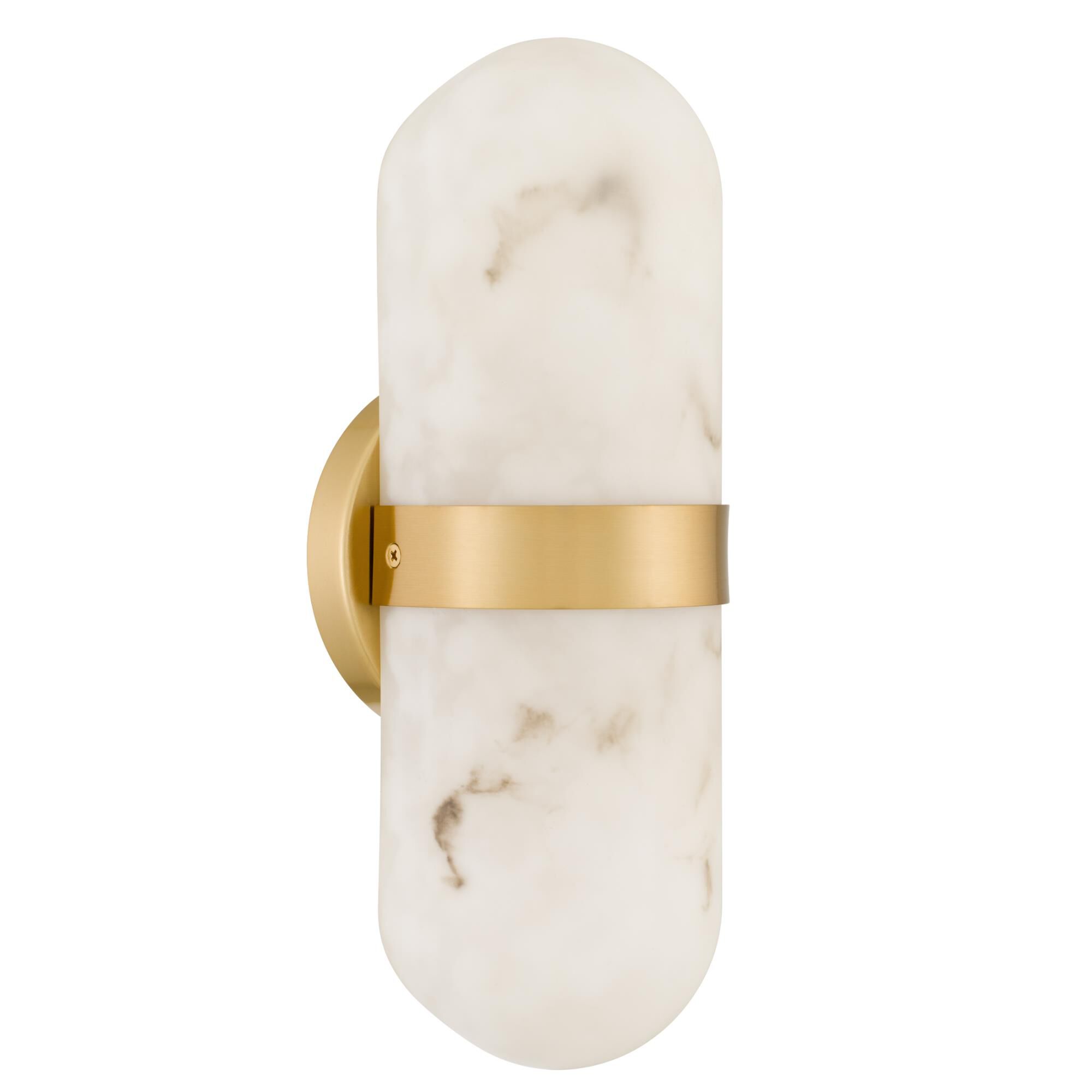 Shown in Brushed Gold finish and Alabaster Resin shade