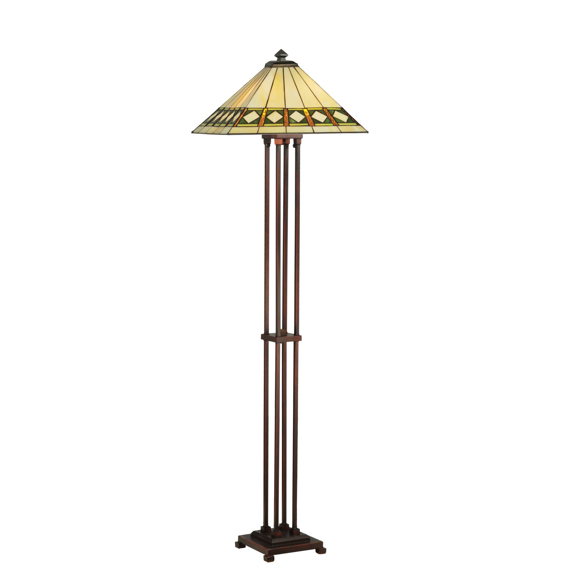 Shown in Mahogany Bronze finish and Beige-Amber-Jade-Peridot glass