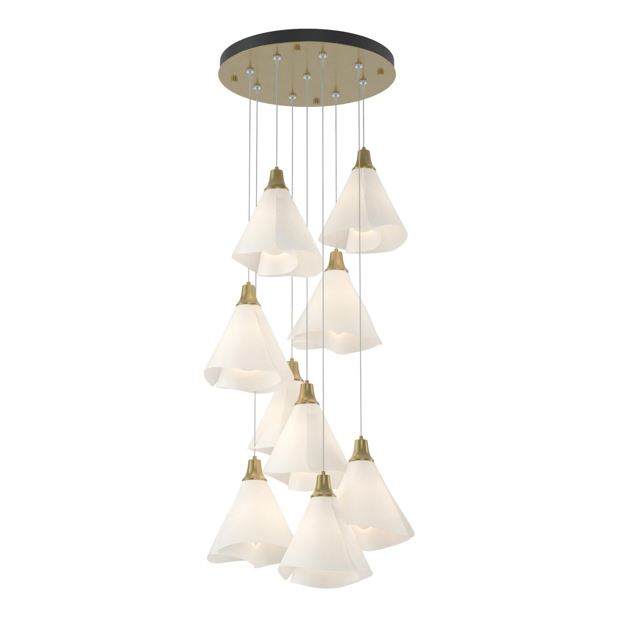 Shown in Modern Brass finish and Spun Frost shade