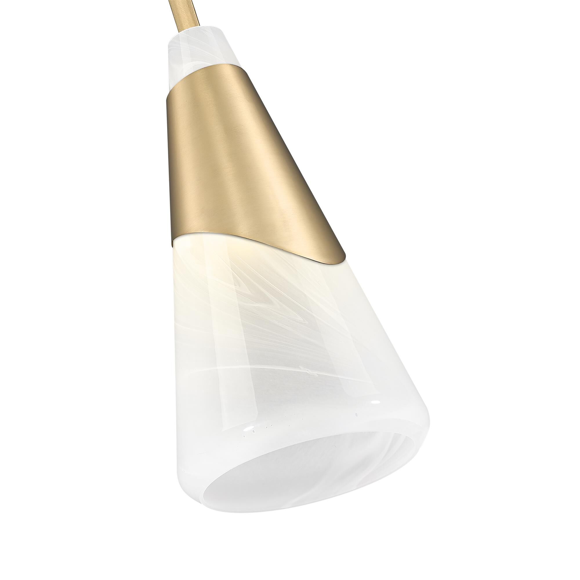 Shown in Modern Gold finish and White Swirl glass and White Swirl shade