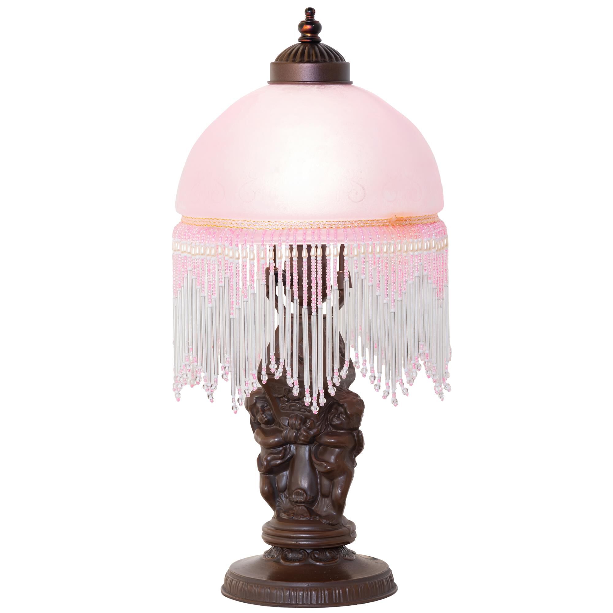 Shown in Mahogany Bronze finish and Pink glass