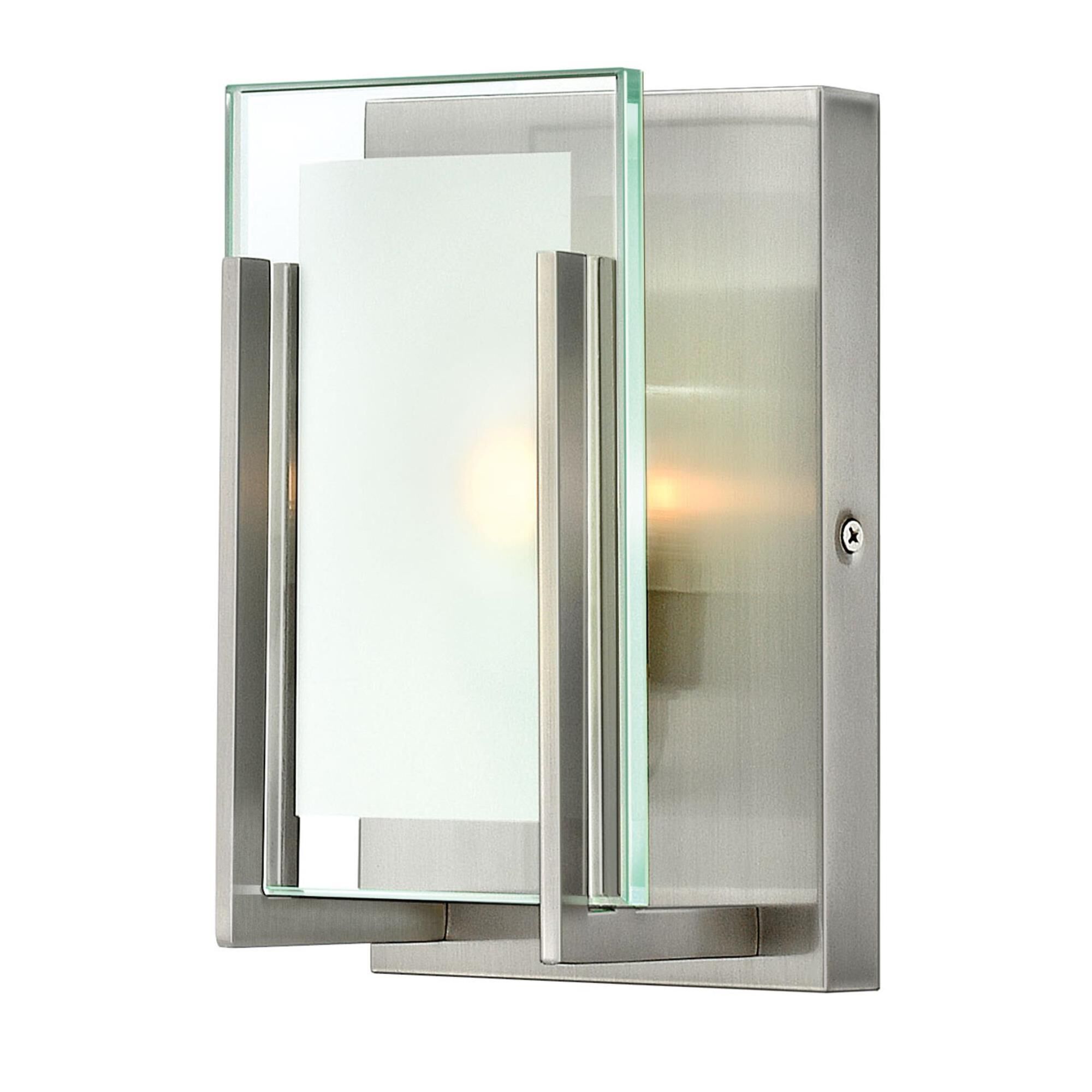 Shown in Brushed Nickel finish and Clear Beveled Inside-Etched glass