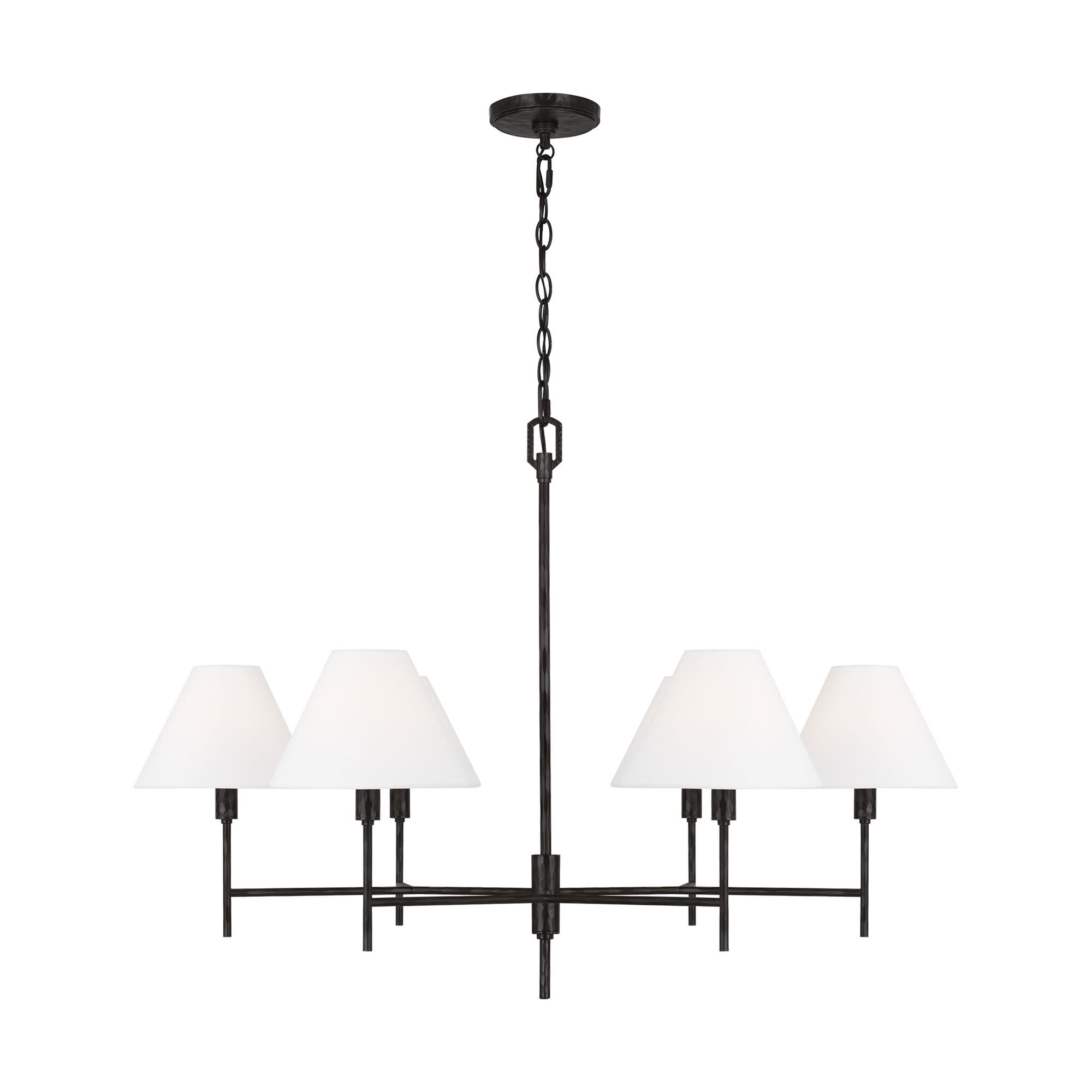 Shown in Aged Iron finish and White Linen shade