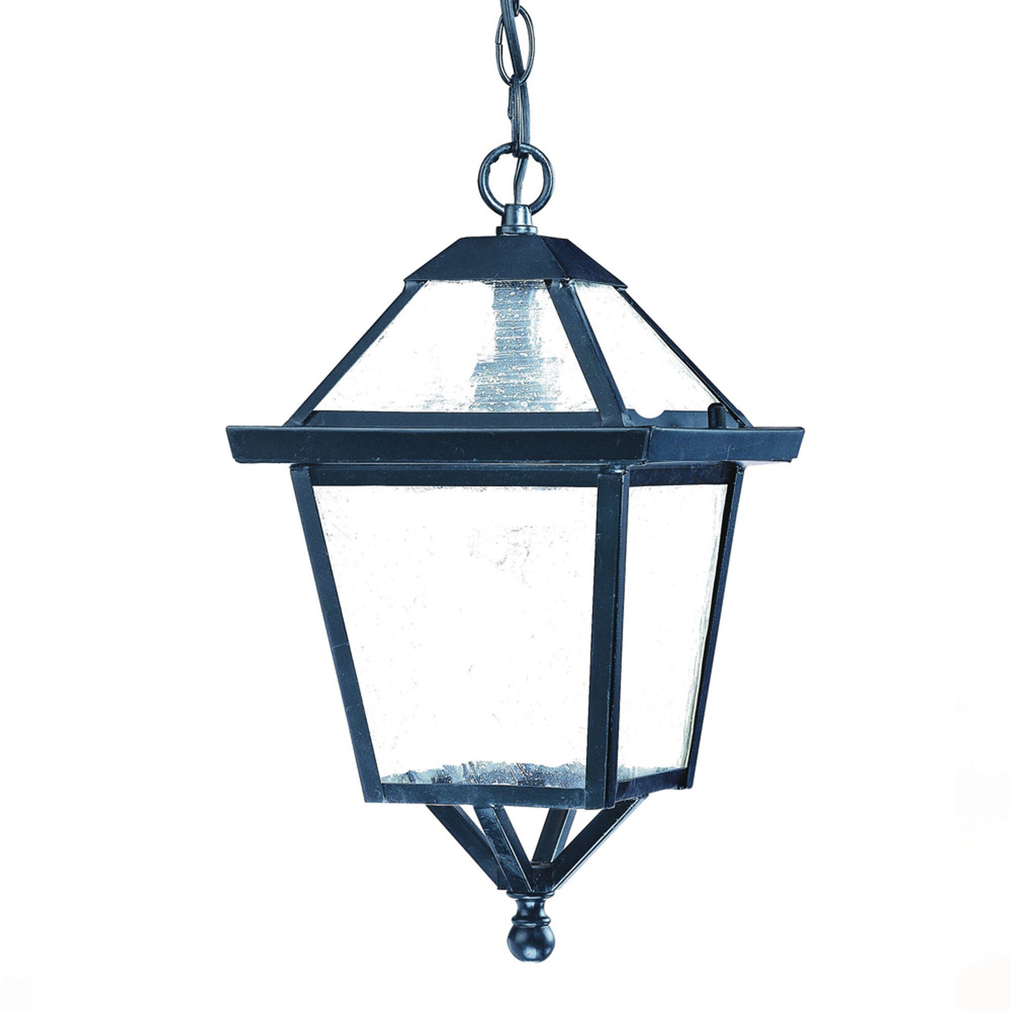 Shown in Matte Black finish and Clear glass and Clear Seeded Glass Panes shade