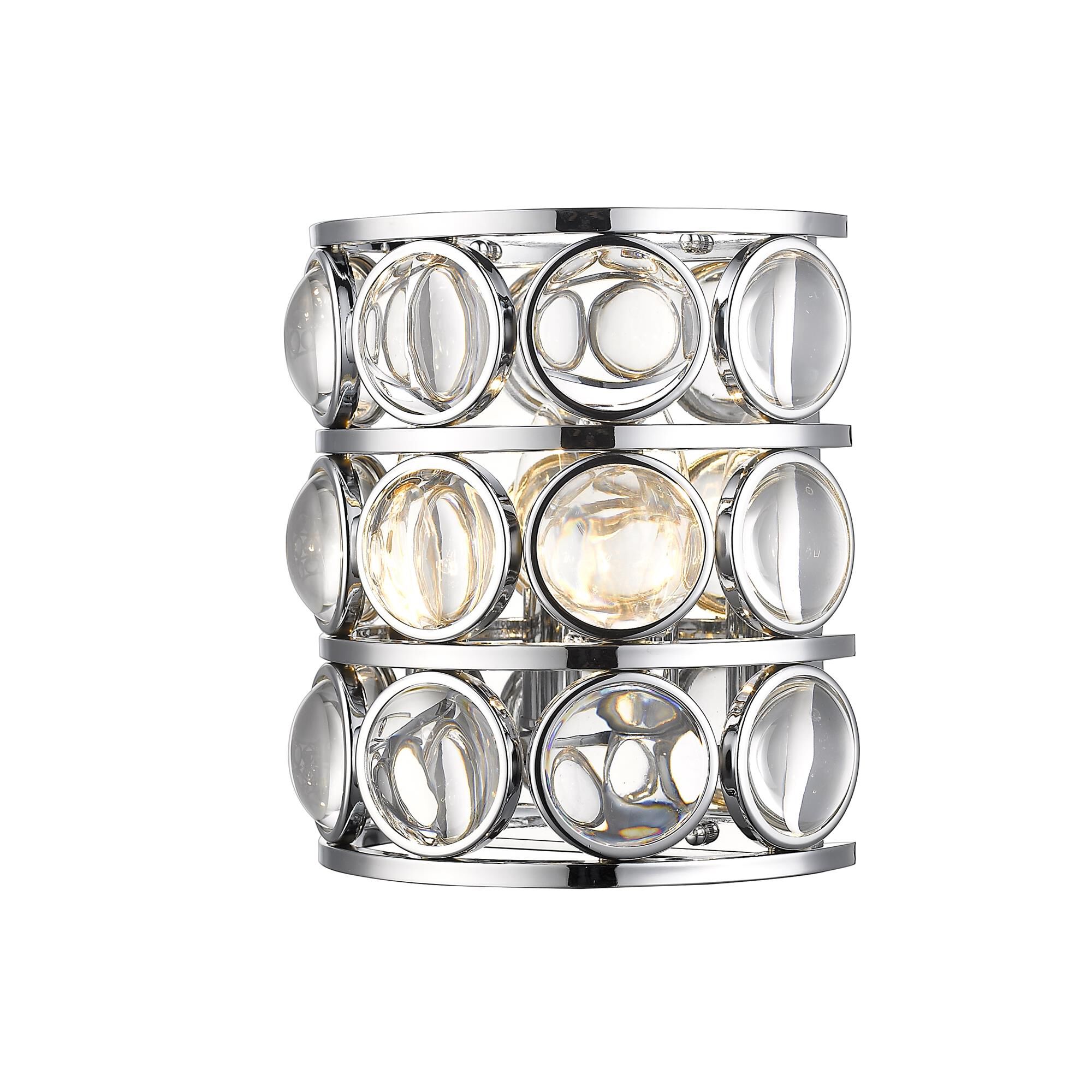 Shown in Chrome finish and Crystal glass and Crystal shade