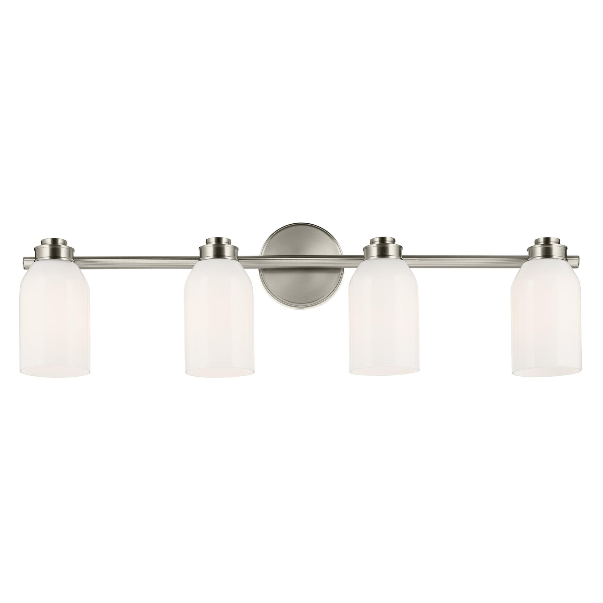 Shown in Brushed Nickel finish and Opal glass