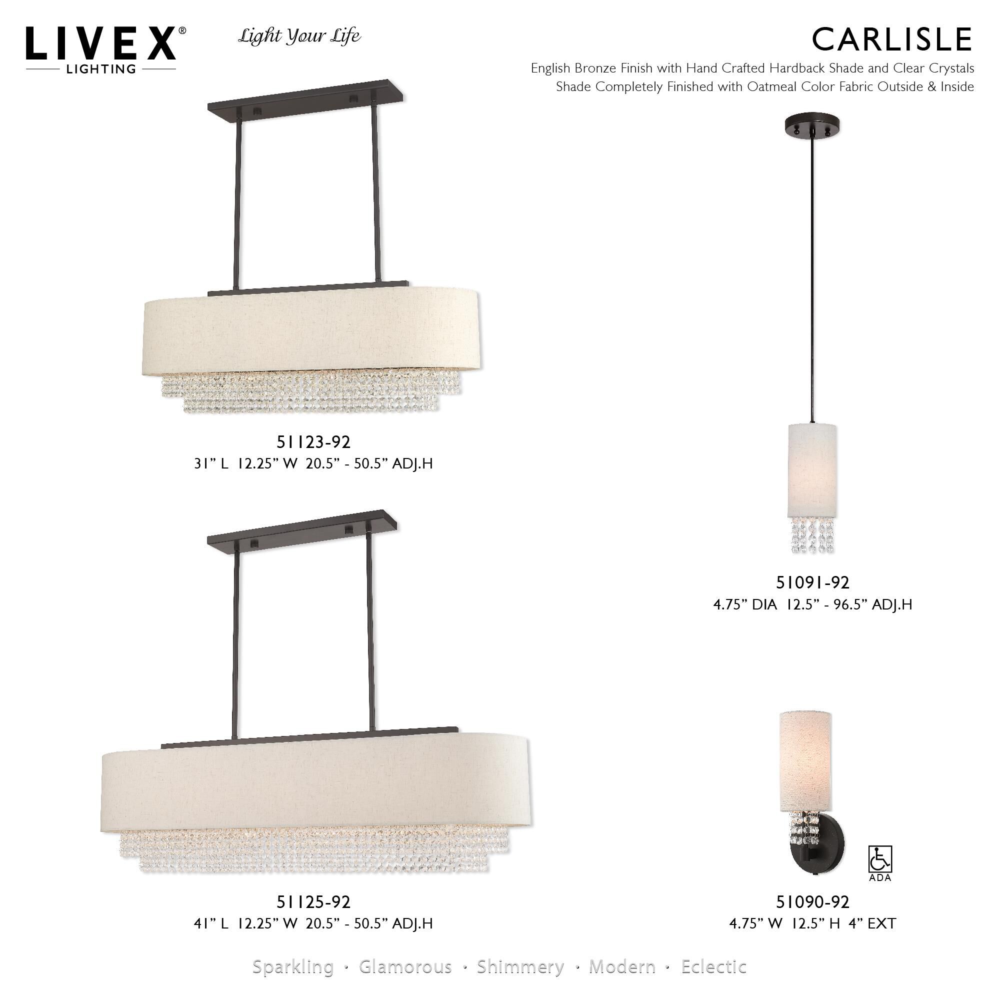 Carlisle 41 Inch 5 Light Linear Suspension Light by Livex Lighting