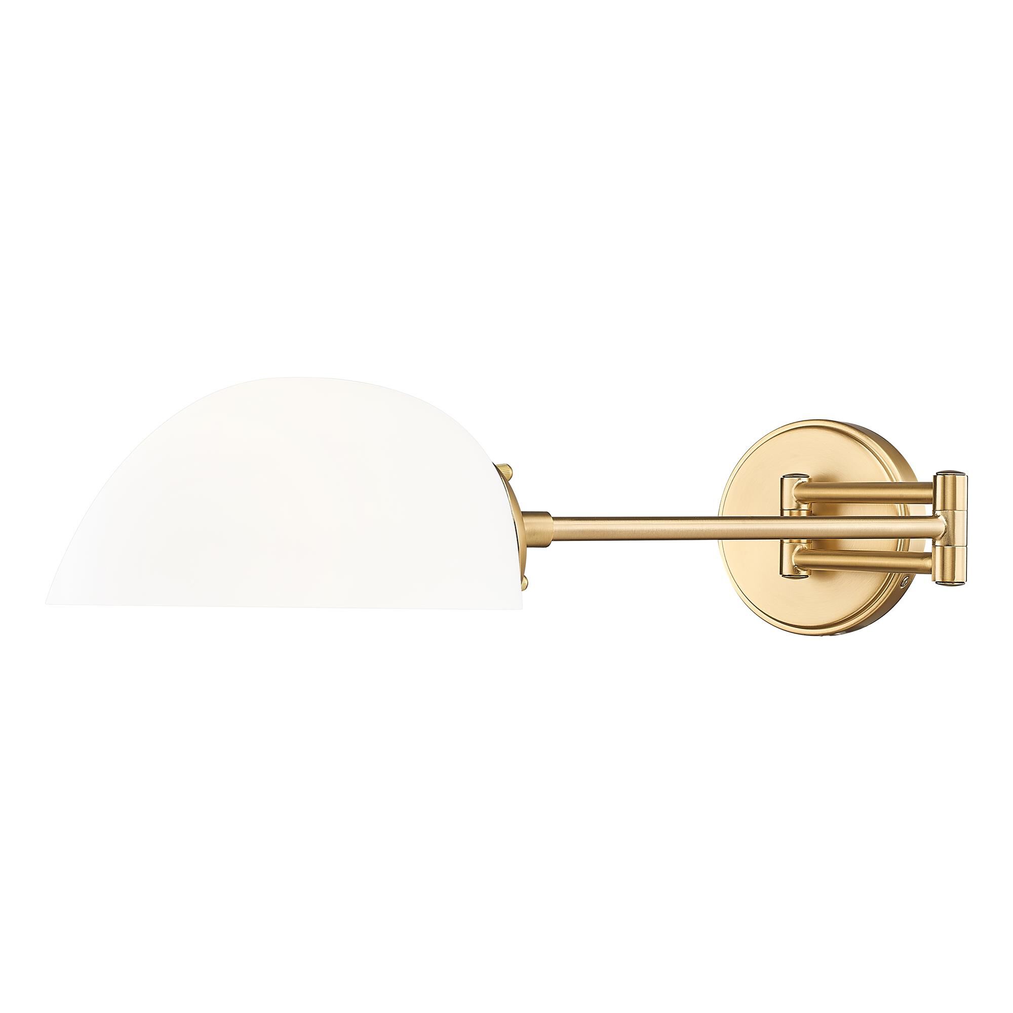 Shown in Modern Gold finish and White glass