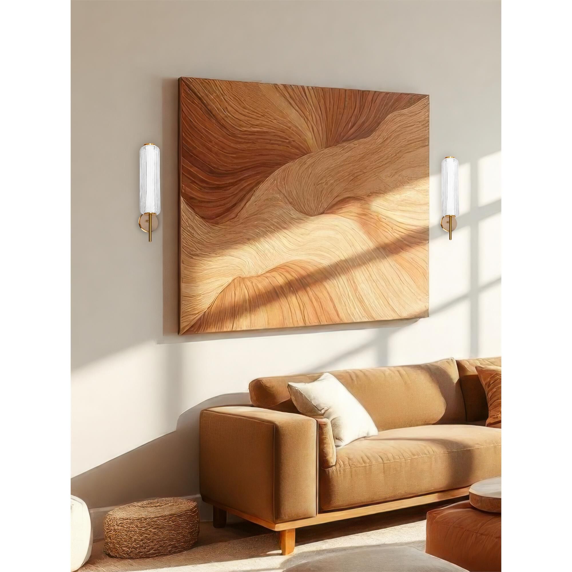 Shown in Aged Brass finish and Clear glass