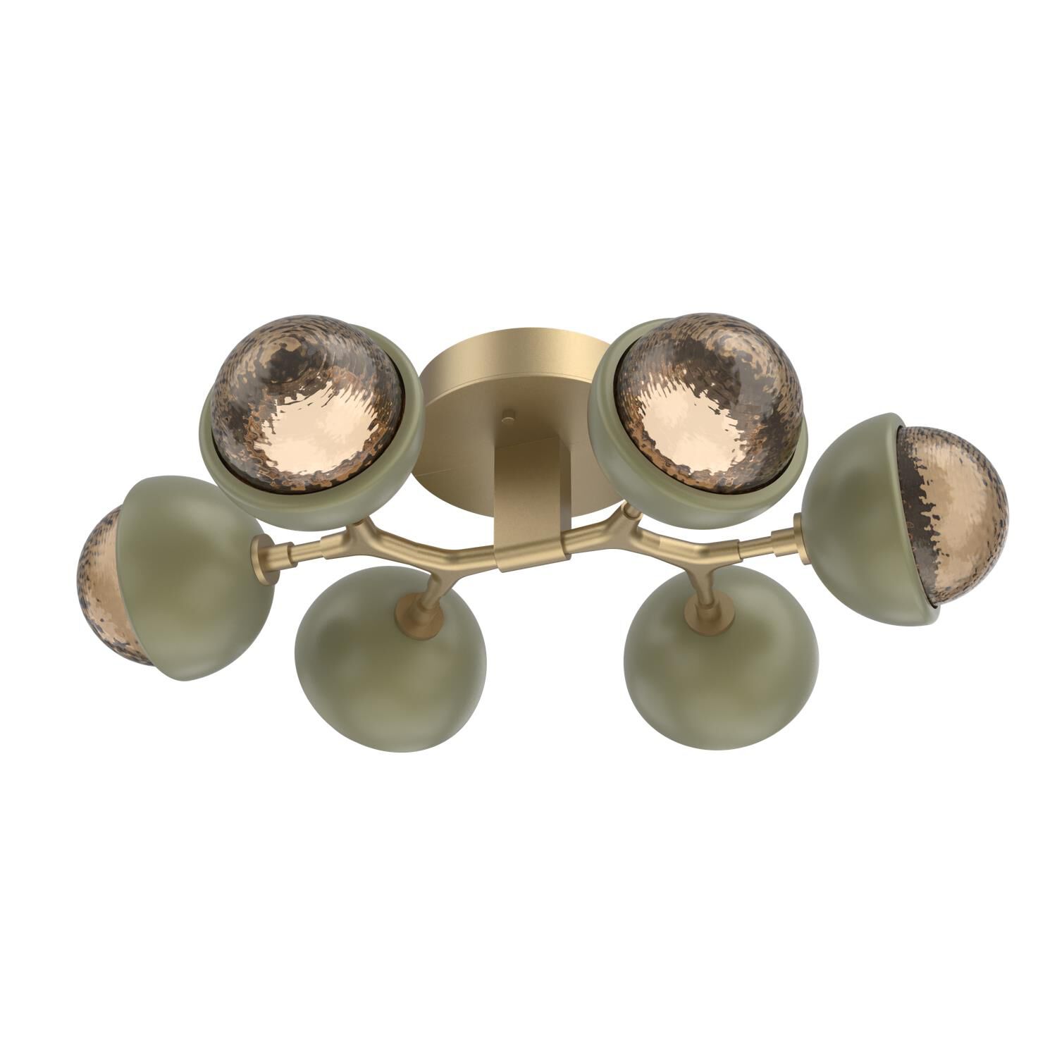 Shown in Gilded Brass finish and Bronze glass and Sage Green accent