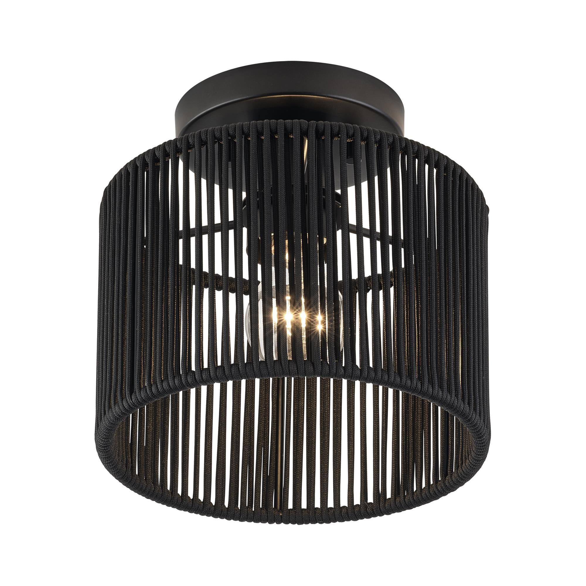 Shown in Black finish and Hand-Woven Parisian Night Color Polyester Rope shade