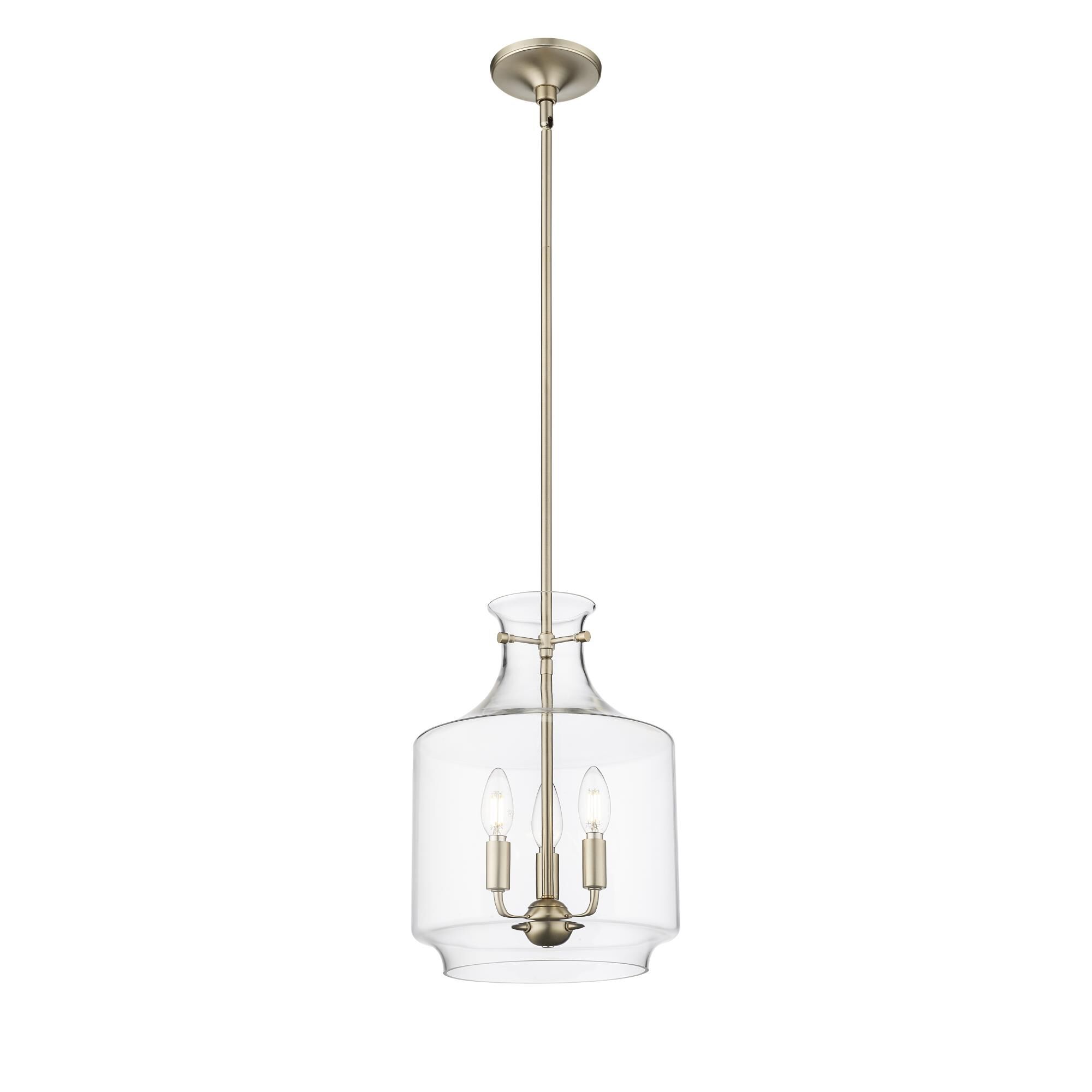 Shown in Modern Gold finish and Clear glass