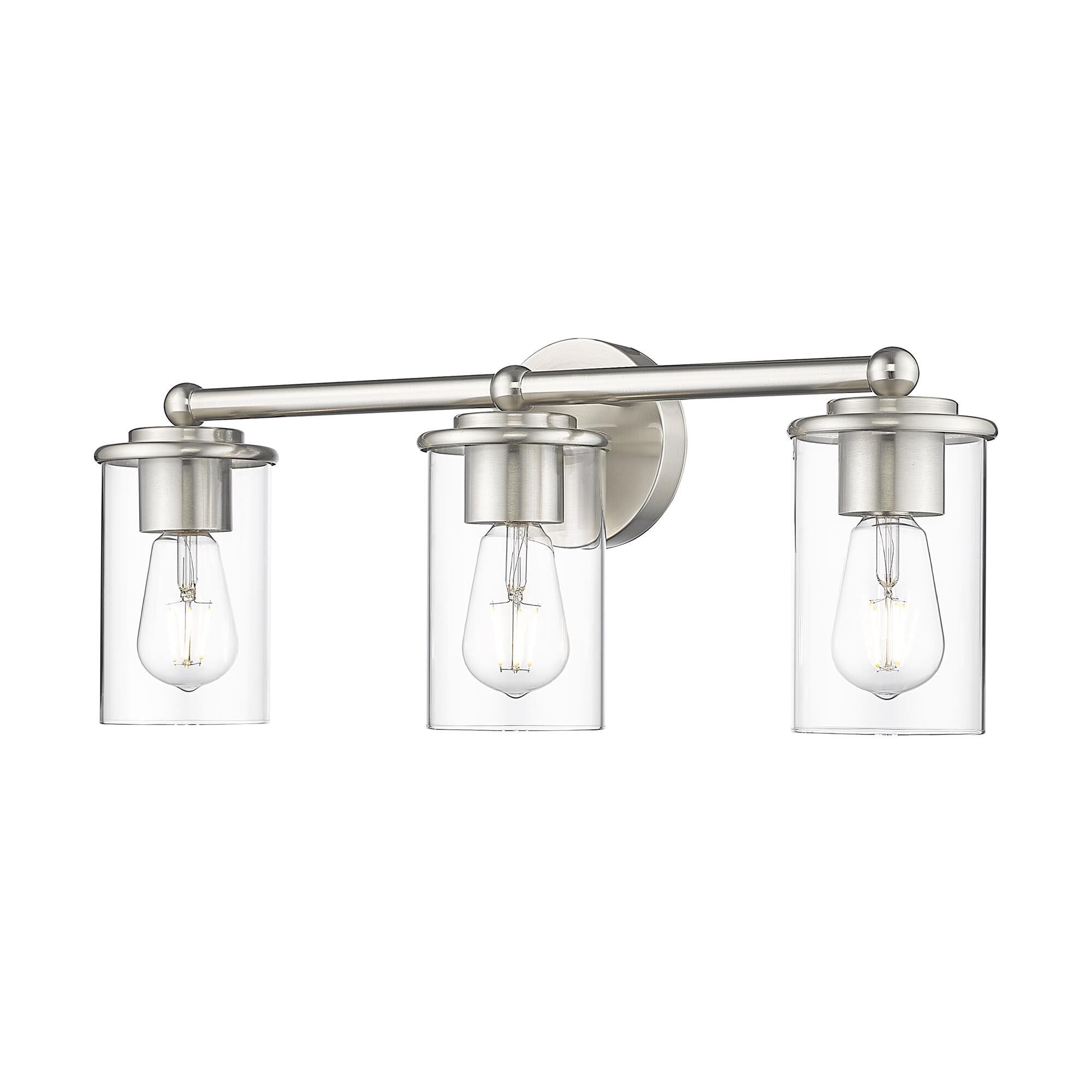 Shown in Brushed Nickel finish and Clear glass and Clear shade