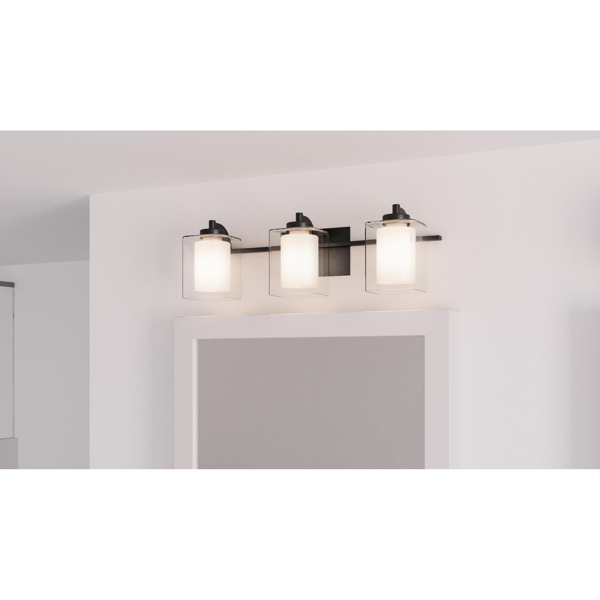 Shown in Matte Black finish and Clear with Sandblasted Interior glass