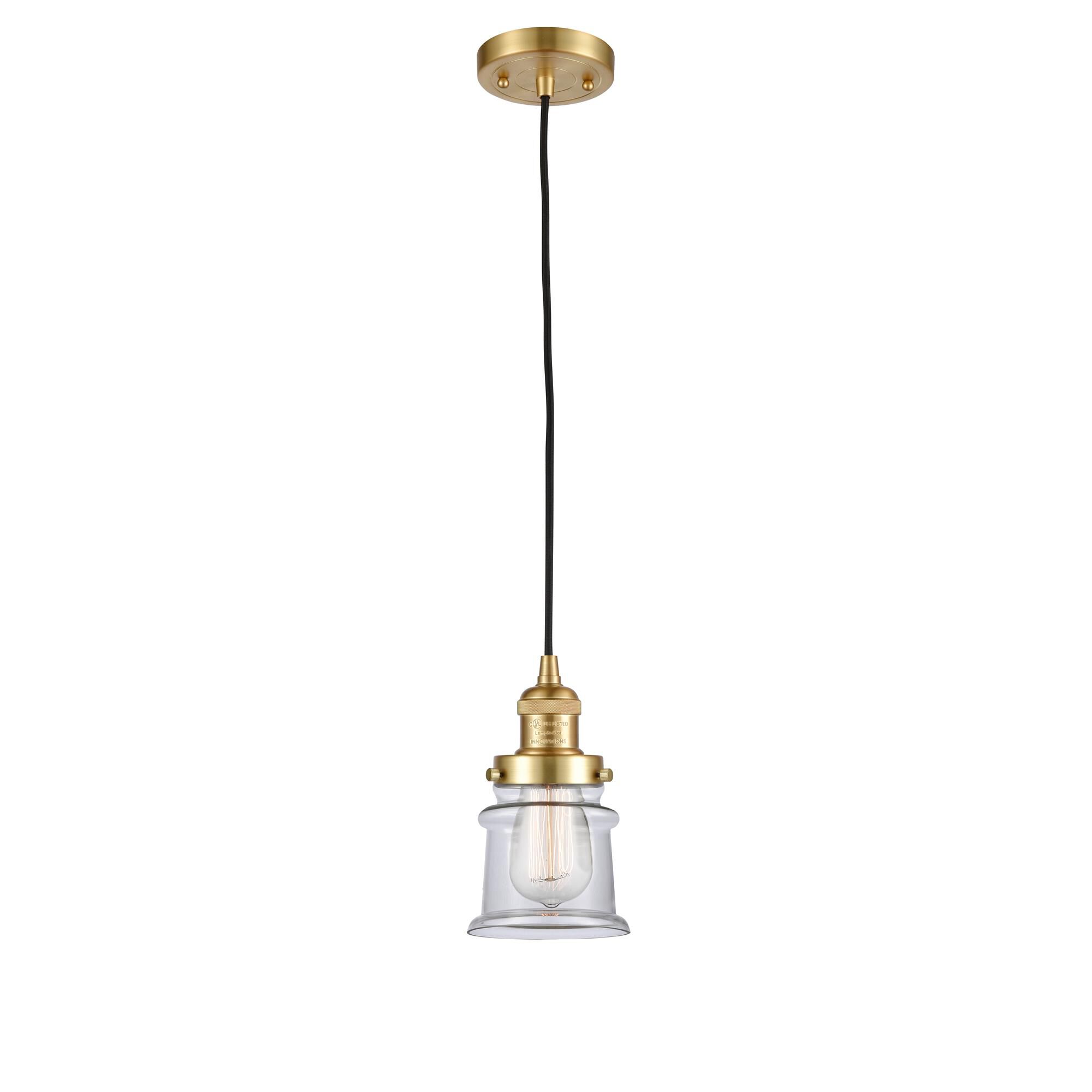 Shown in Satin Gold finish and Clear Canton glass