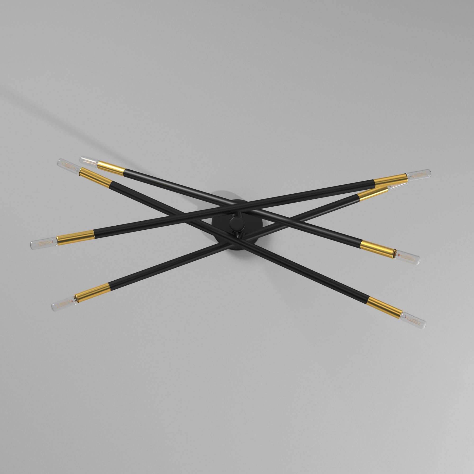 Shown in Matte Black finish and Matte Black glass and Aged Brass accent