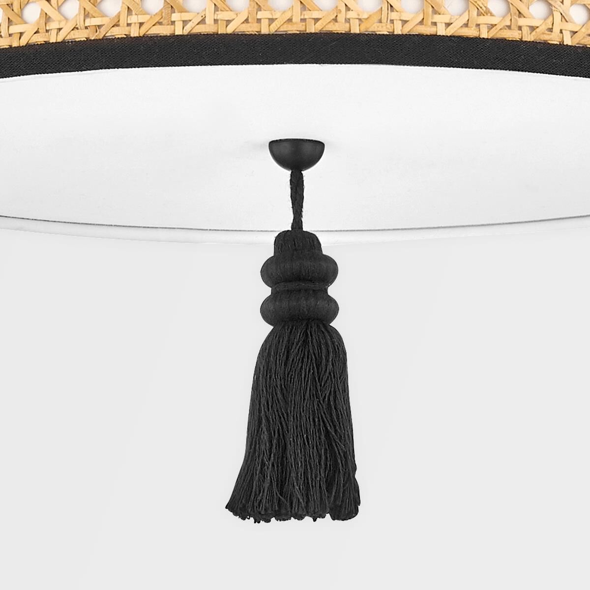 Shown in Soft Black finish and Natural Cane shade