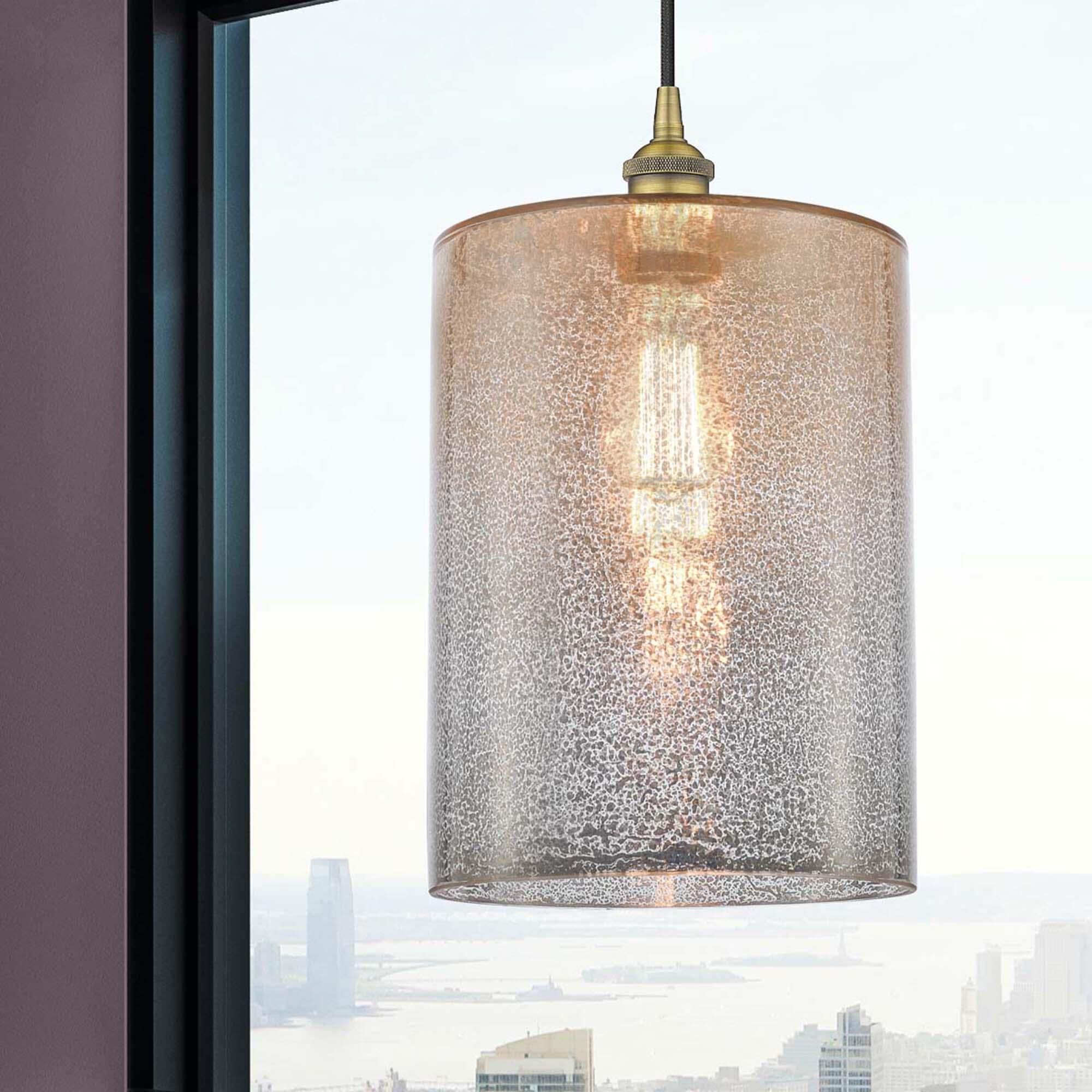 Shown in Brushed Brass finish and Mercury glass and Cord Hung accent