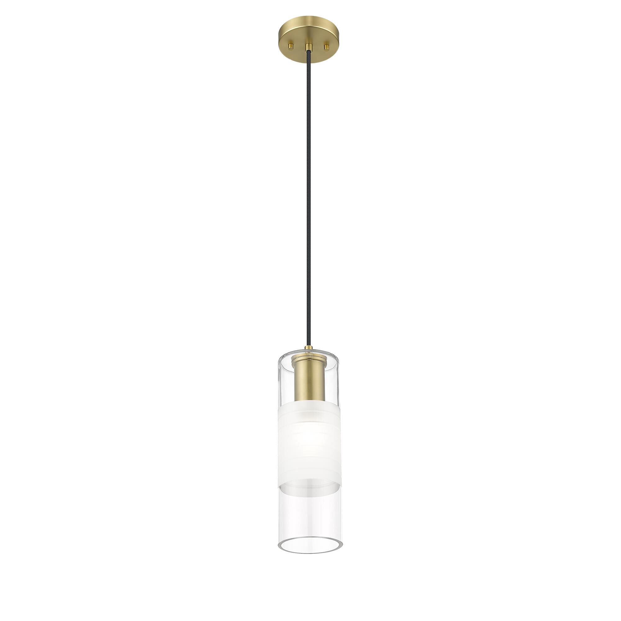 Shown in Modern Gold finish and Clear+frosted glass and Clear+frosted shade