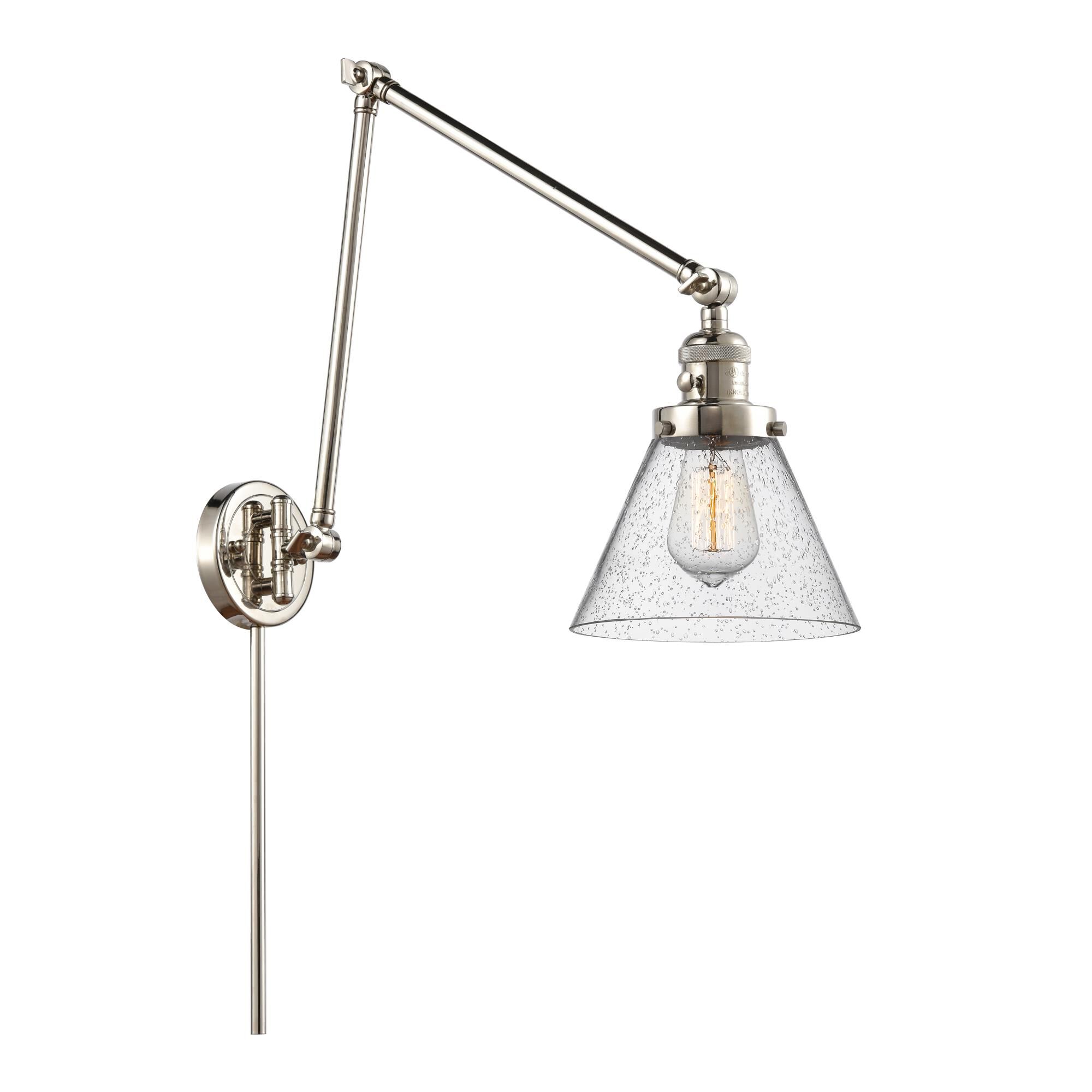 Shown in Polished Nickel finish and Seedy Large Cone glass