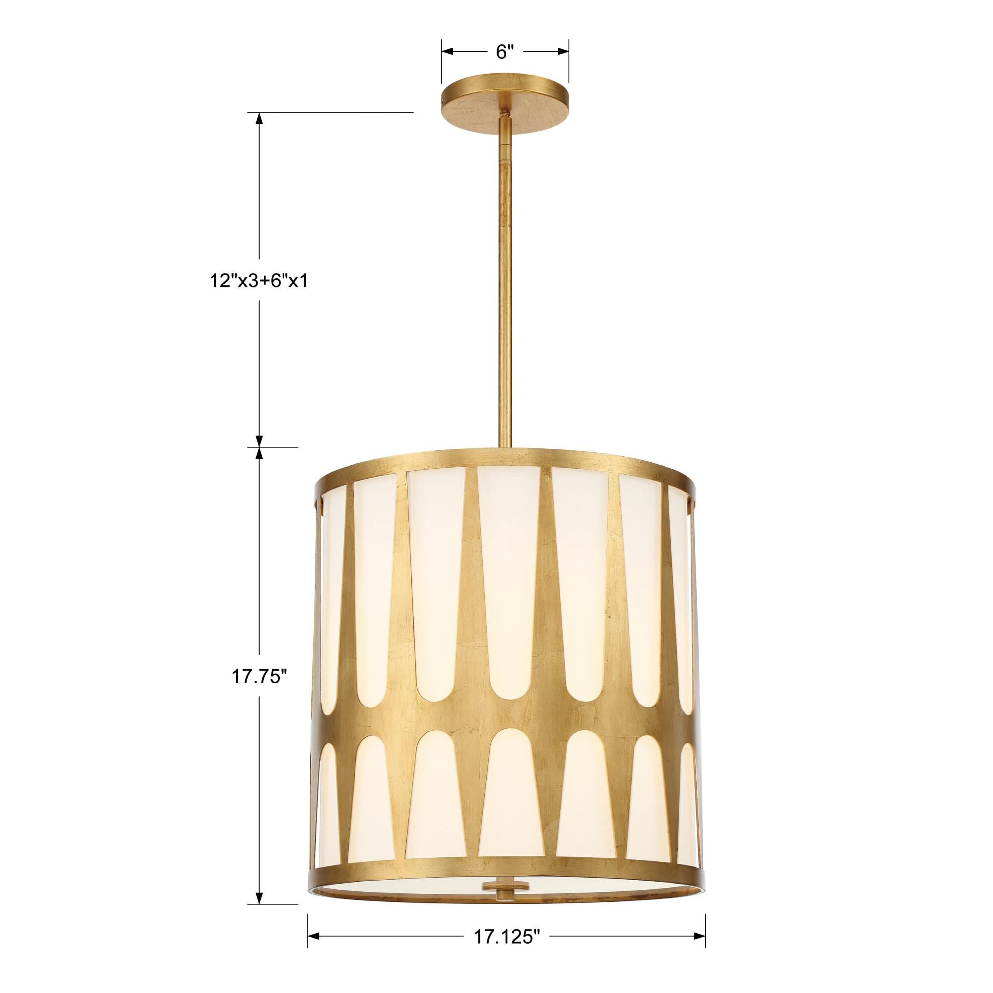 Shown in Antique Gold finish and Fabric shade