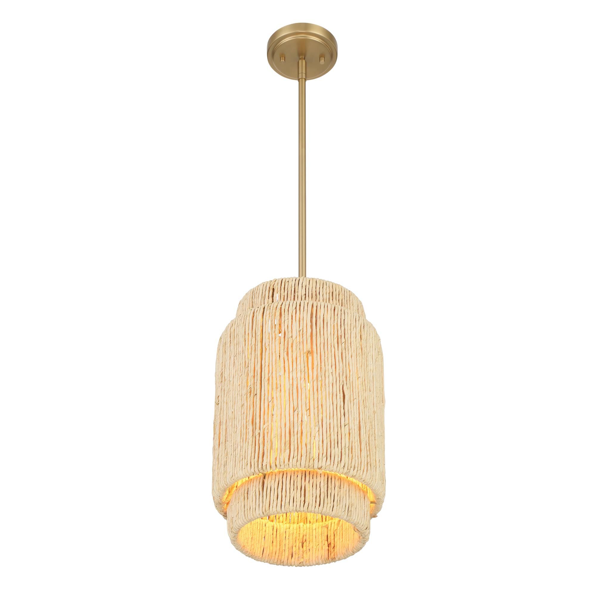 Shown in Signature Brass finish and Natural Abaca shade