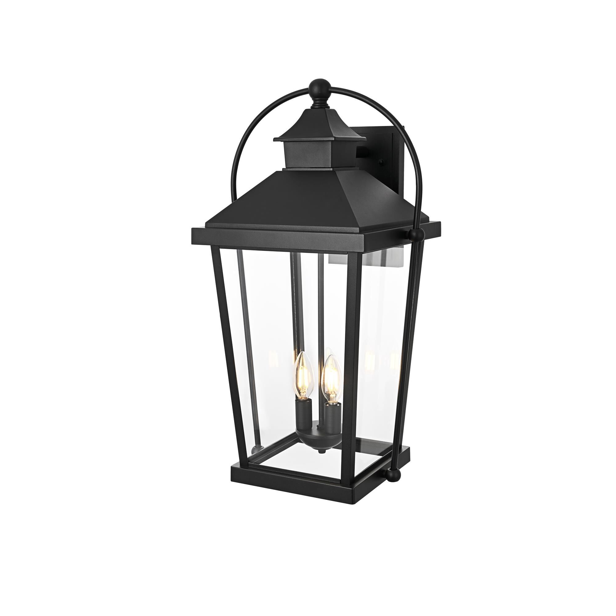 Shown in Black finish and Clear glass