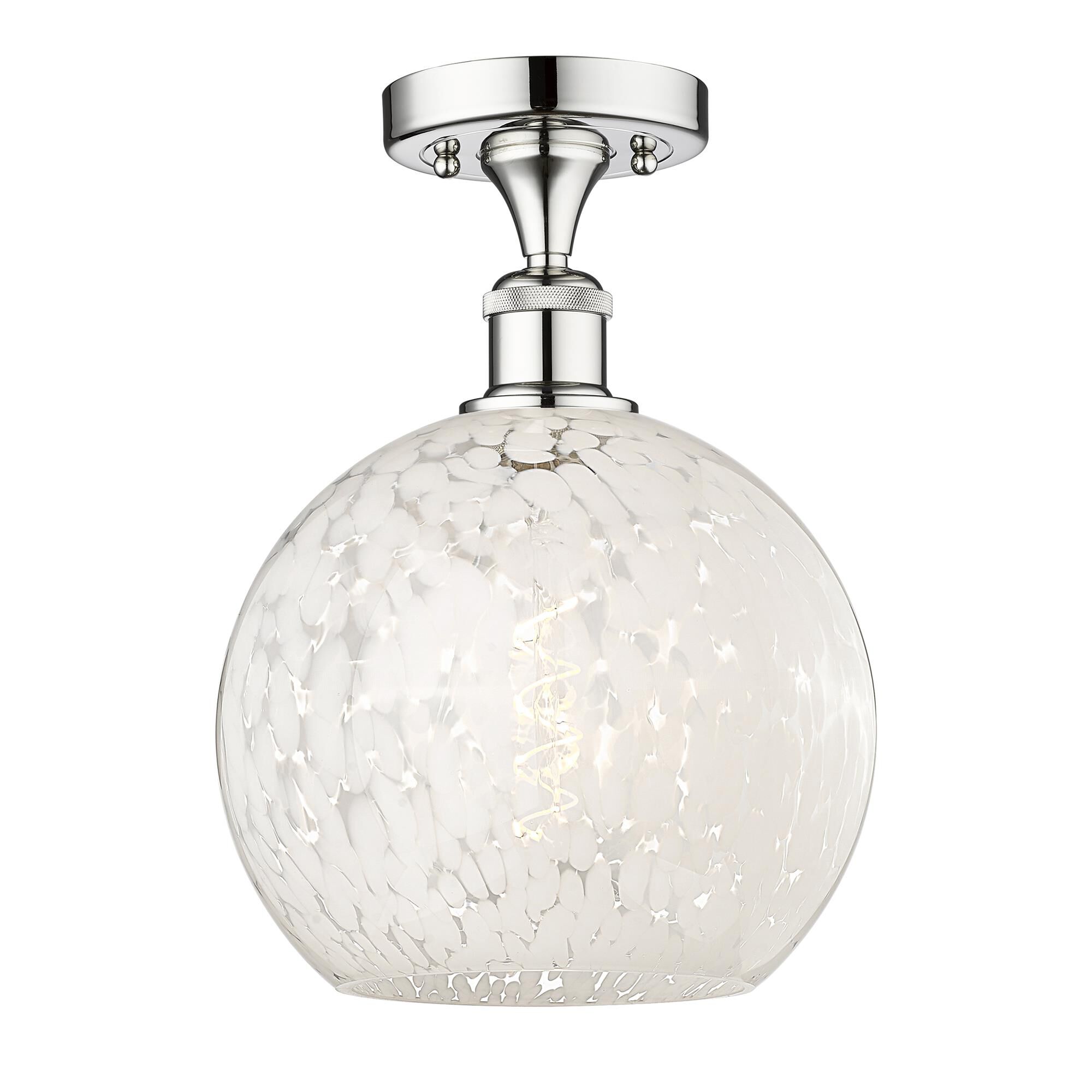 Shown in Polished Chrome finish and White Mouchette glass