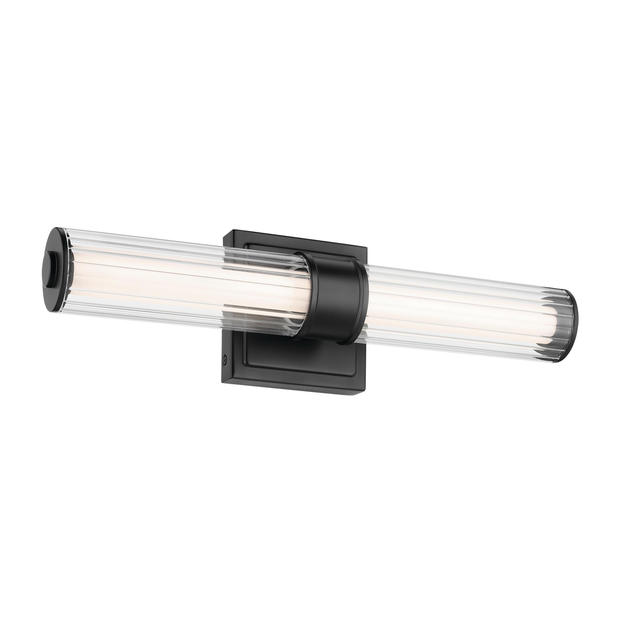 Shown in Black finish and Clear Fluted glass