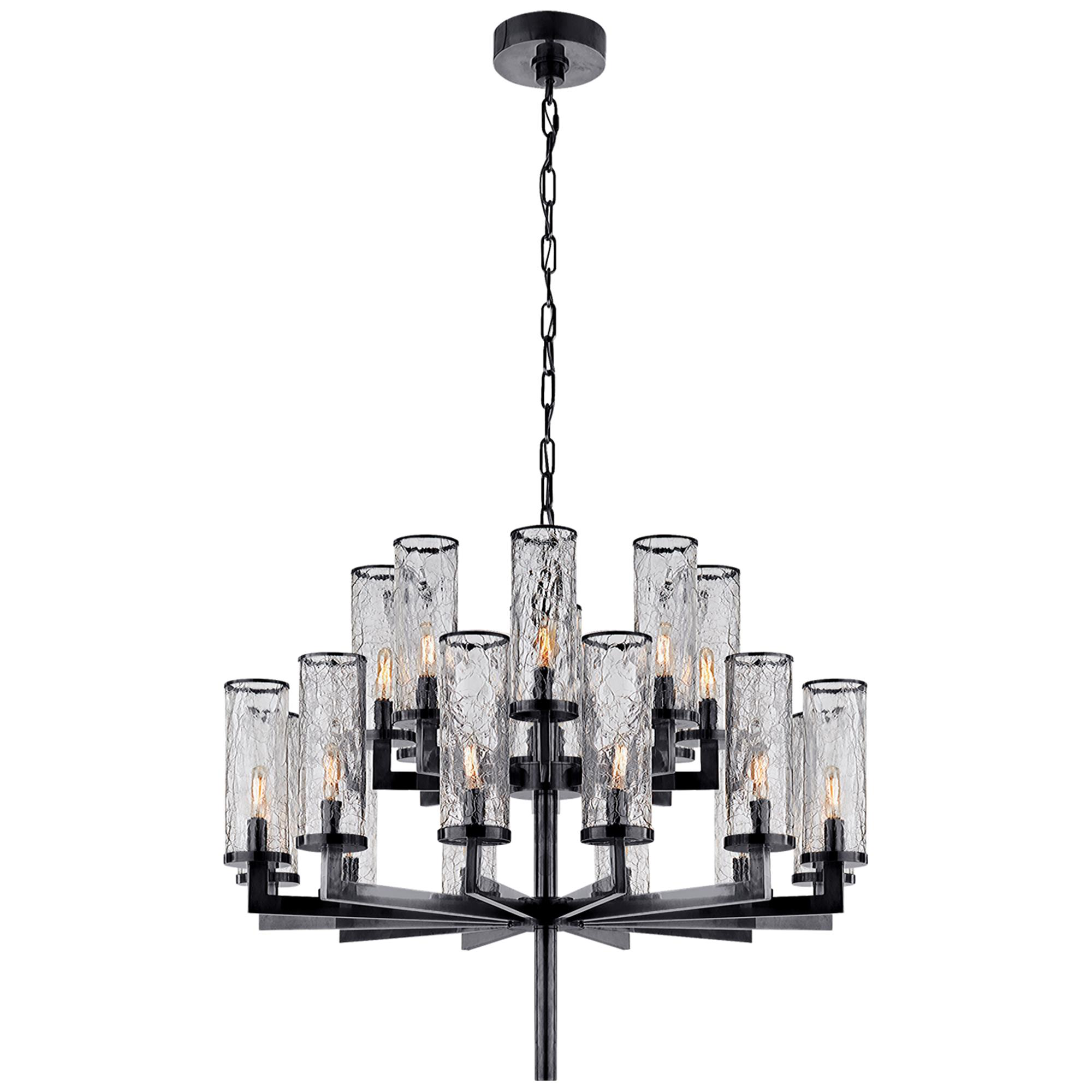 Shown in Bronze finish and Crackle glass