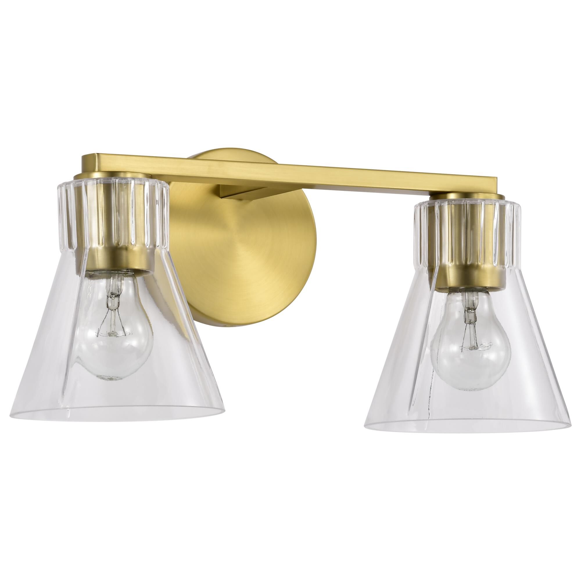 Shown in Vintage Brass finish and Clear glass and Clear shade