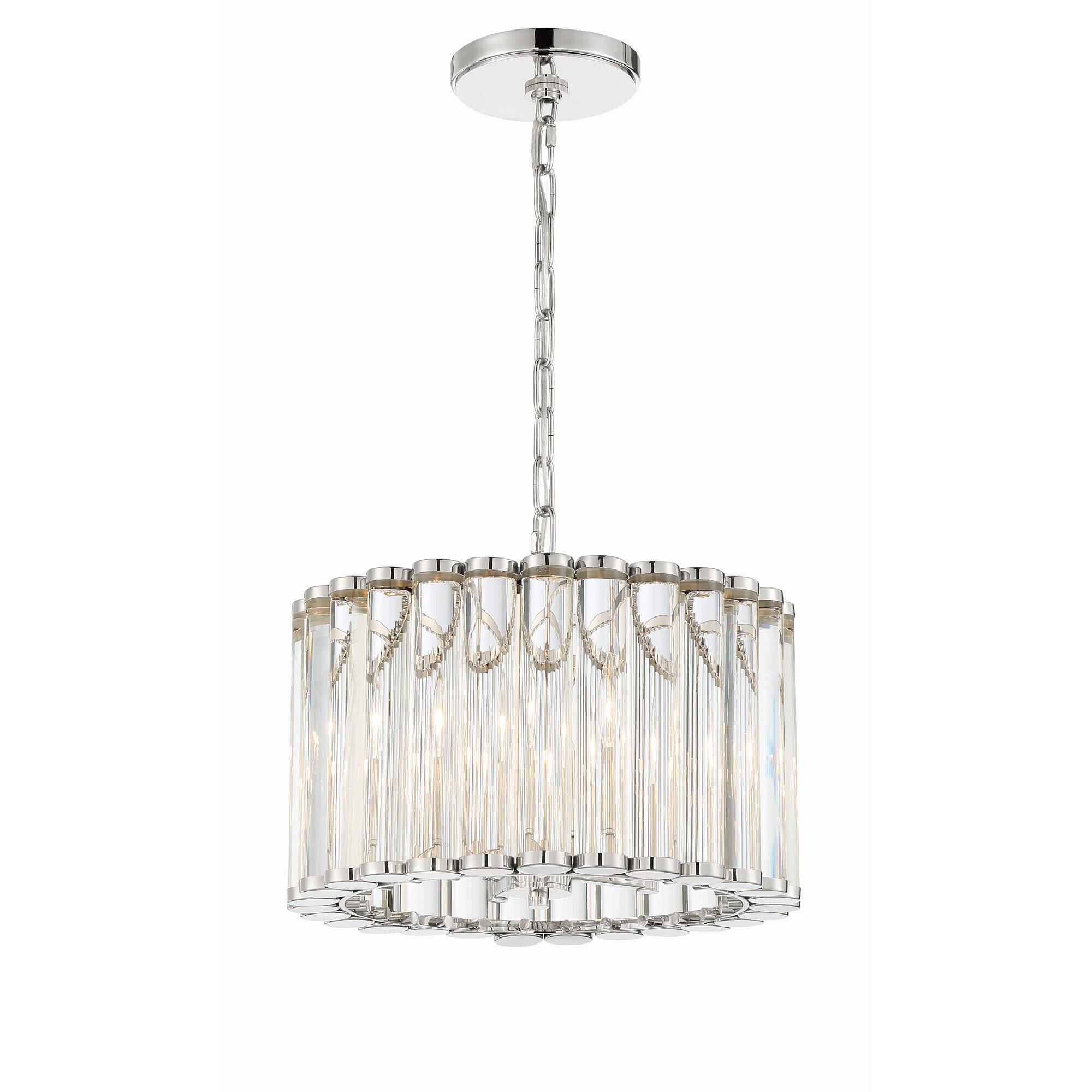 Shown in Polished Nickel finish and Clear Glass crystal