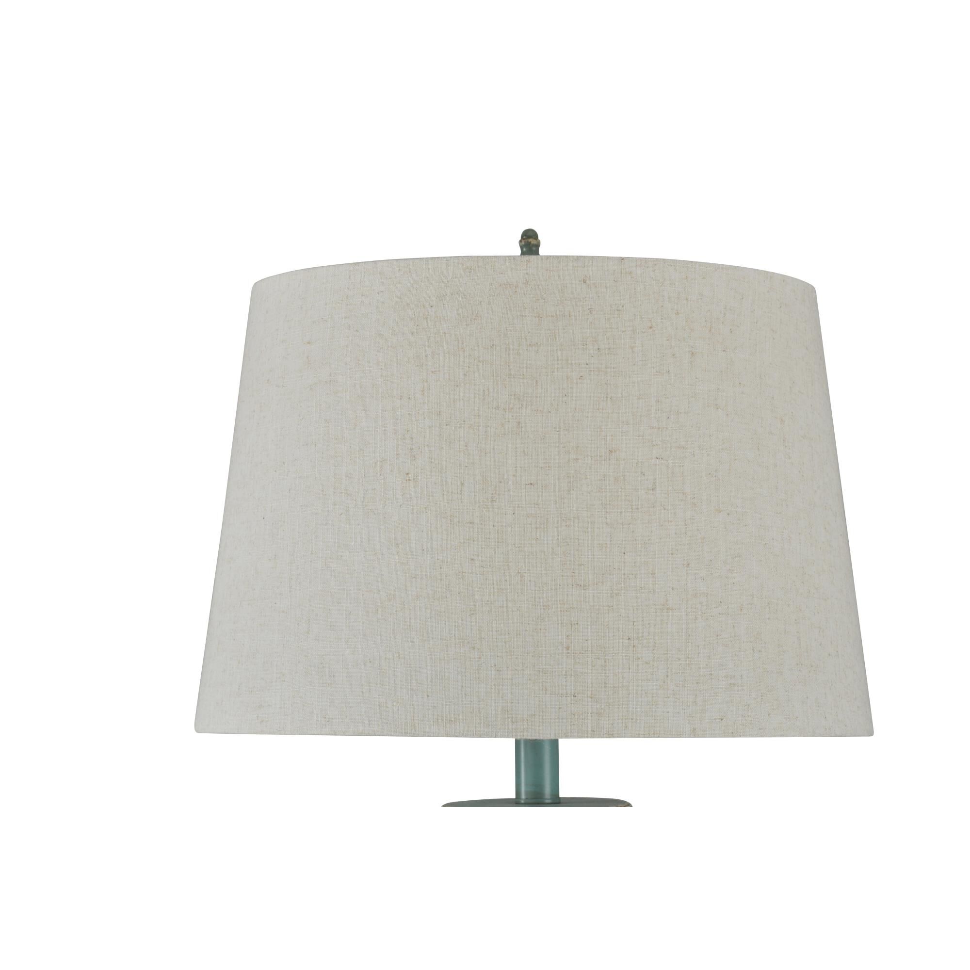 Shown in Avignon Blue finish and White Hardback Fabric shade