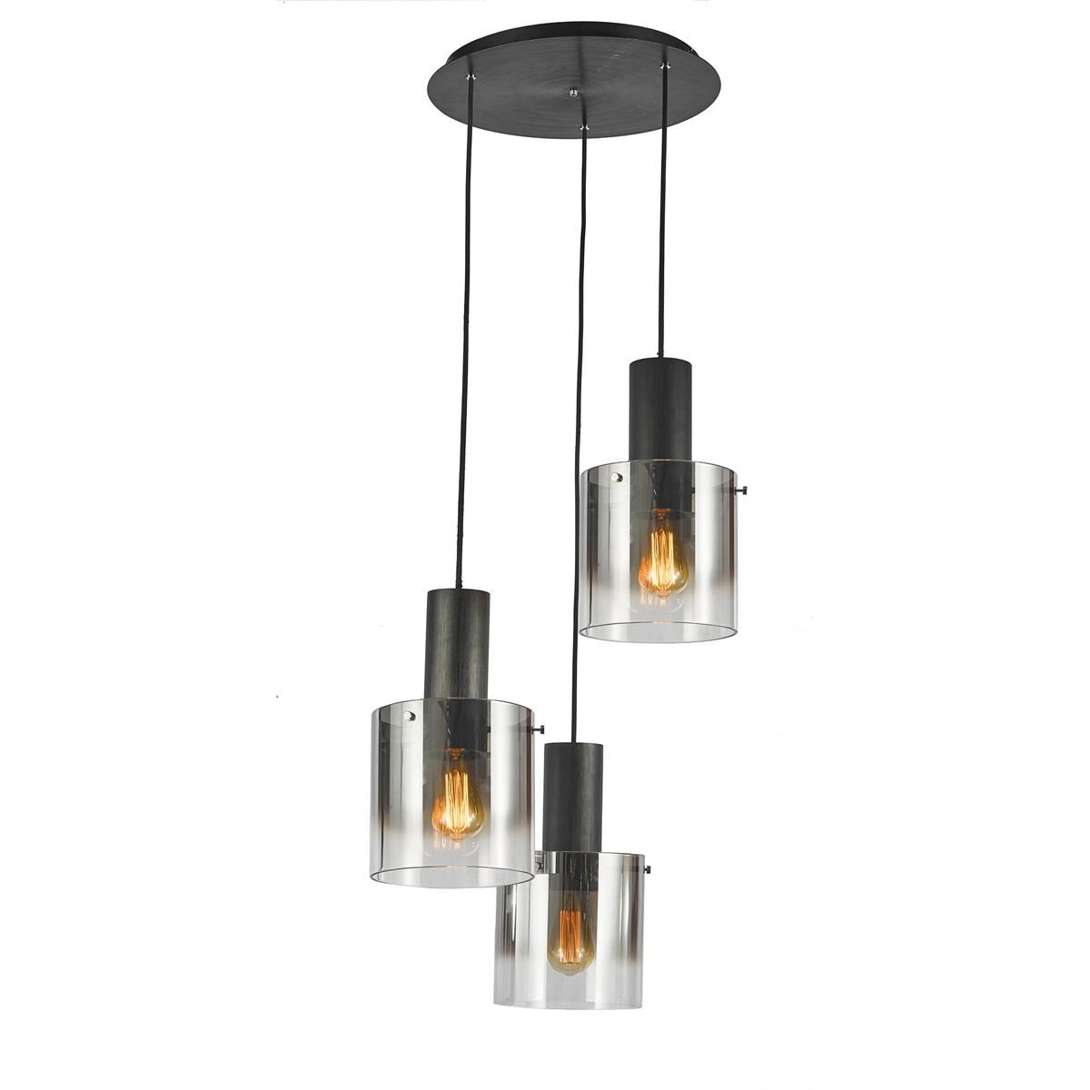 Shown in Satin Black & Smoke Glass finish and Glass shade