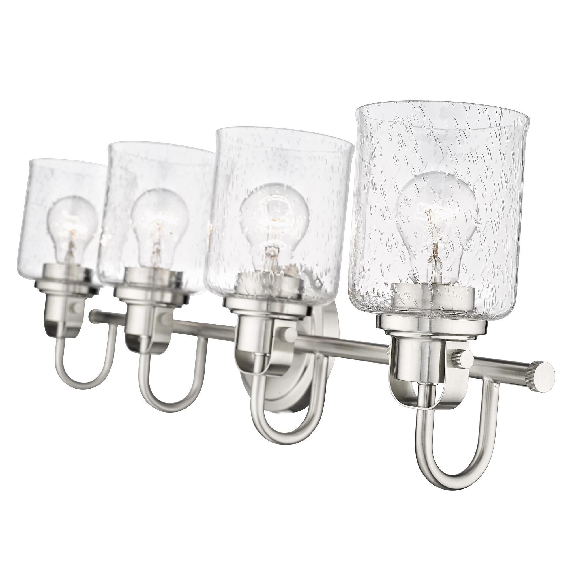 Shown in Brushed Nickel finish and Glass shade