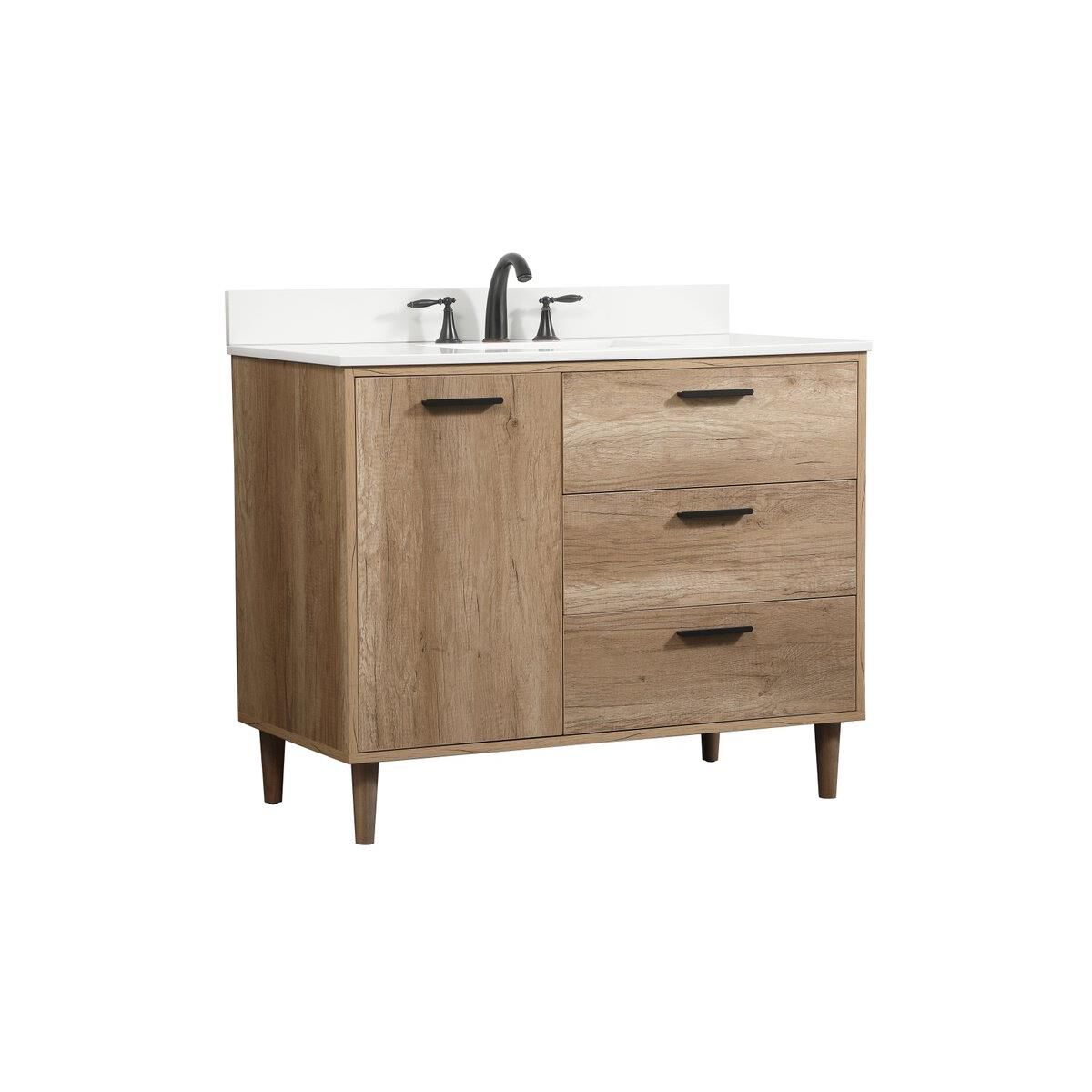 Shown in Natural Oak finish and With Backsplash accent