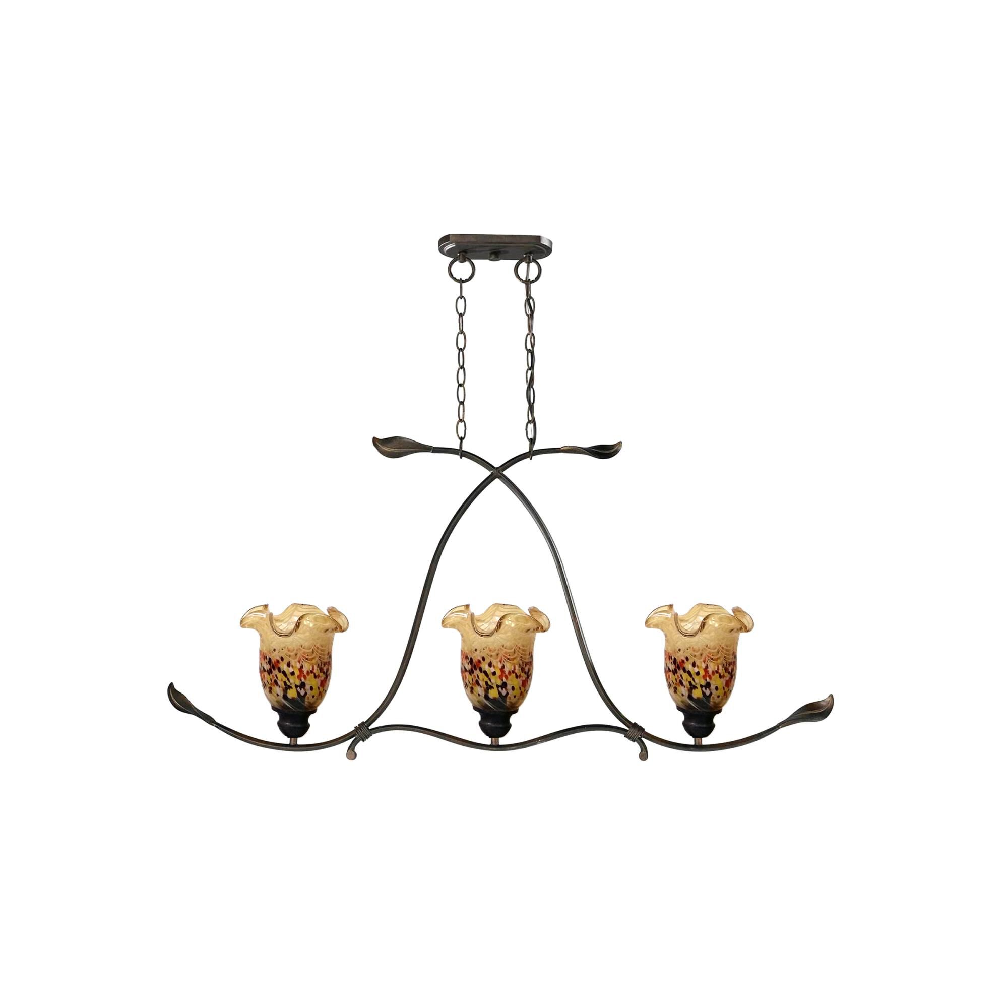 Shown in Rustic Bronze finish and Hand Blown Art glass