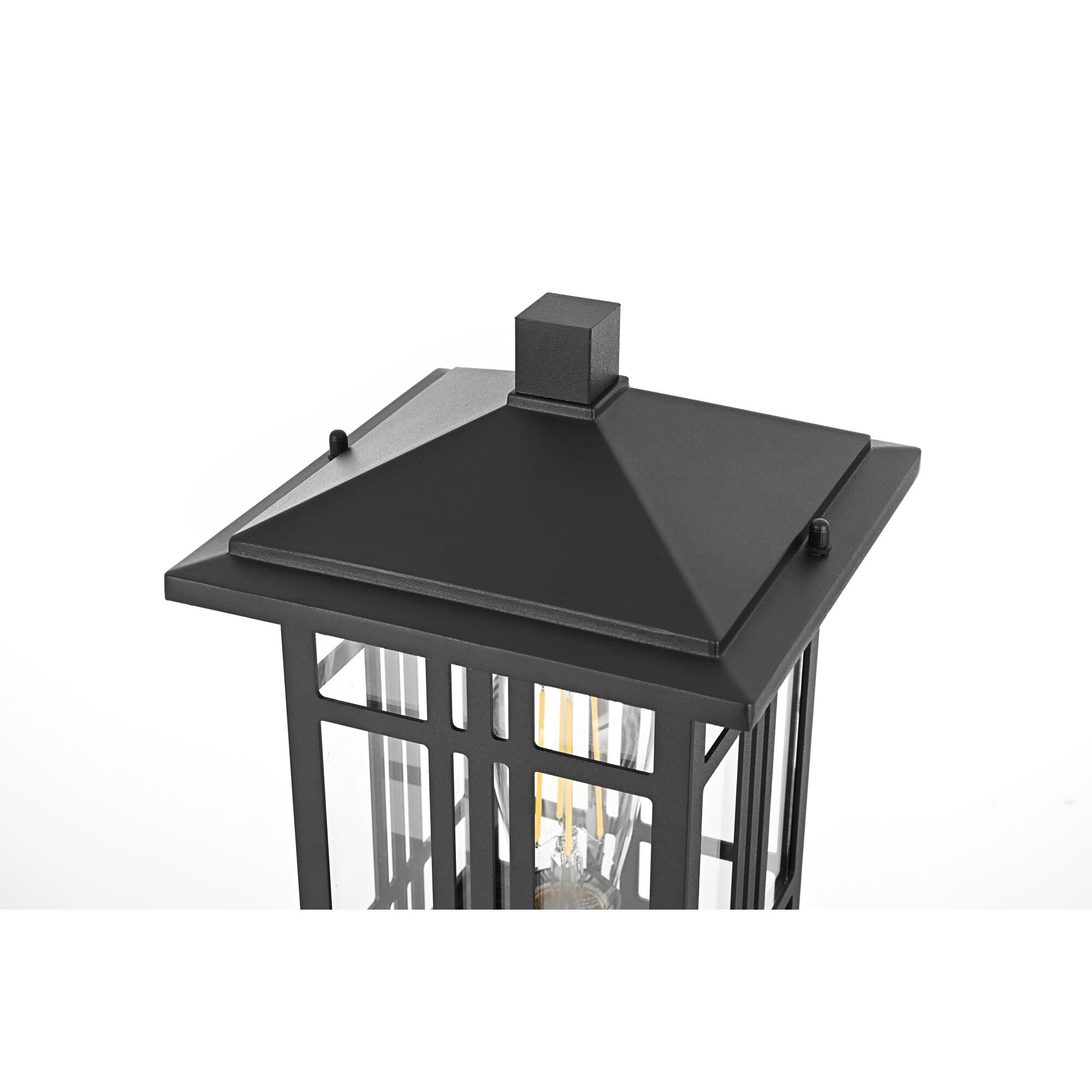 Shown in Black finish and Clear glass