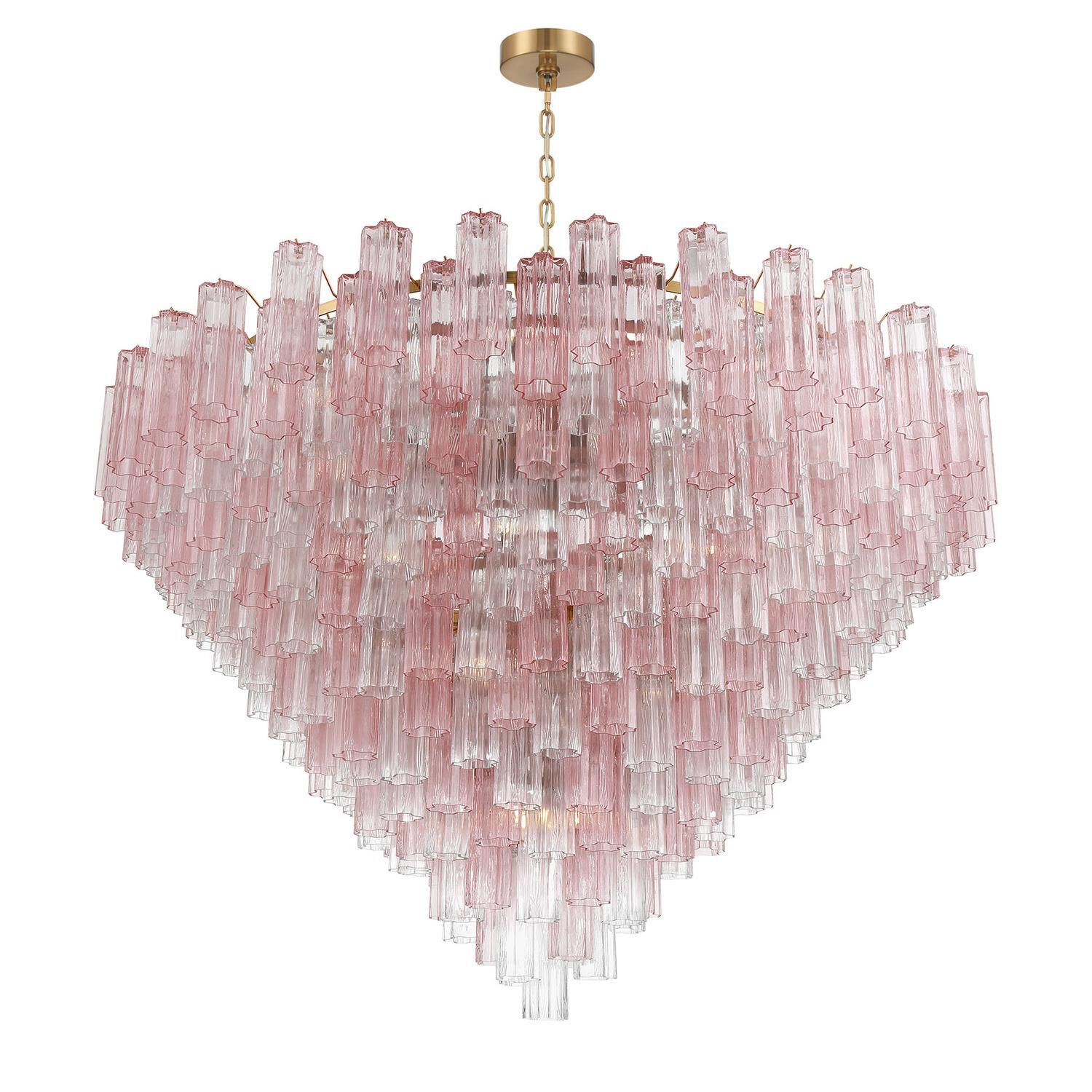 Shown in Aged Brass finish and Tronchi Glass crystal