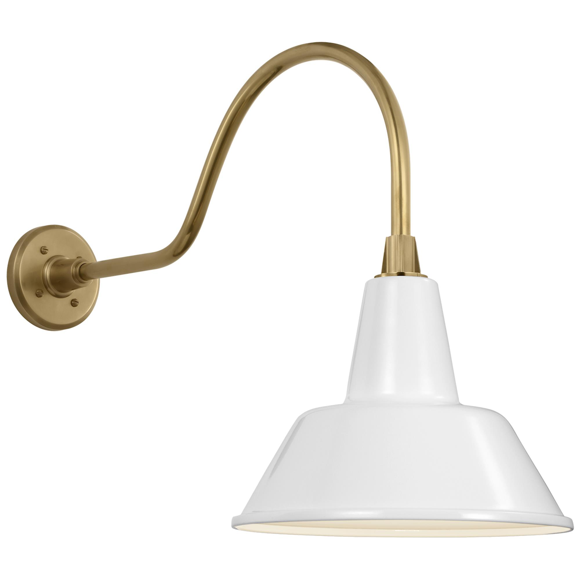 Shown in Hand-Rubbed Antique Brass finish and White Bowers shade