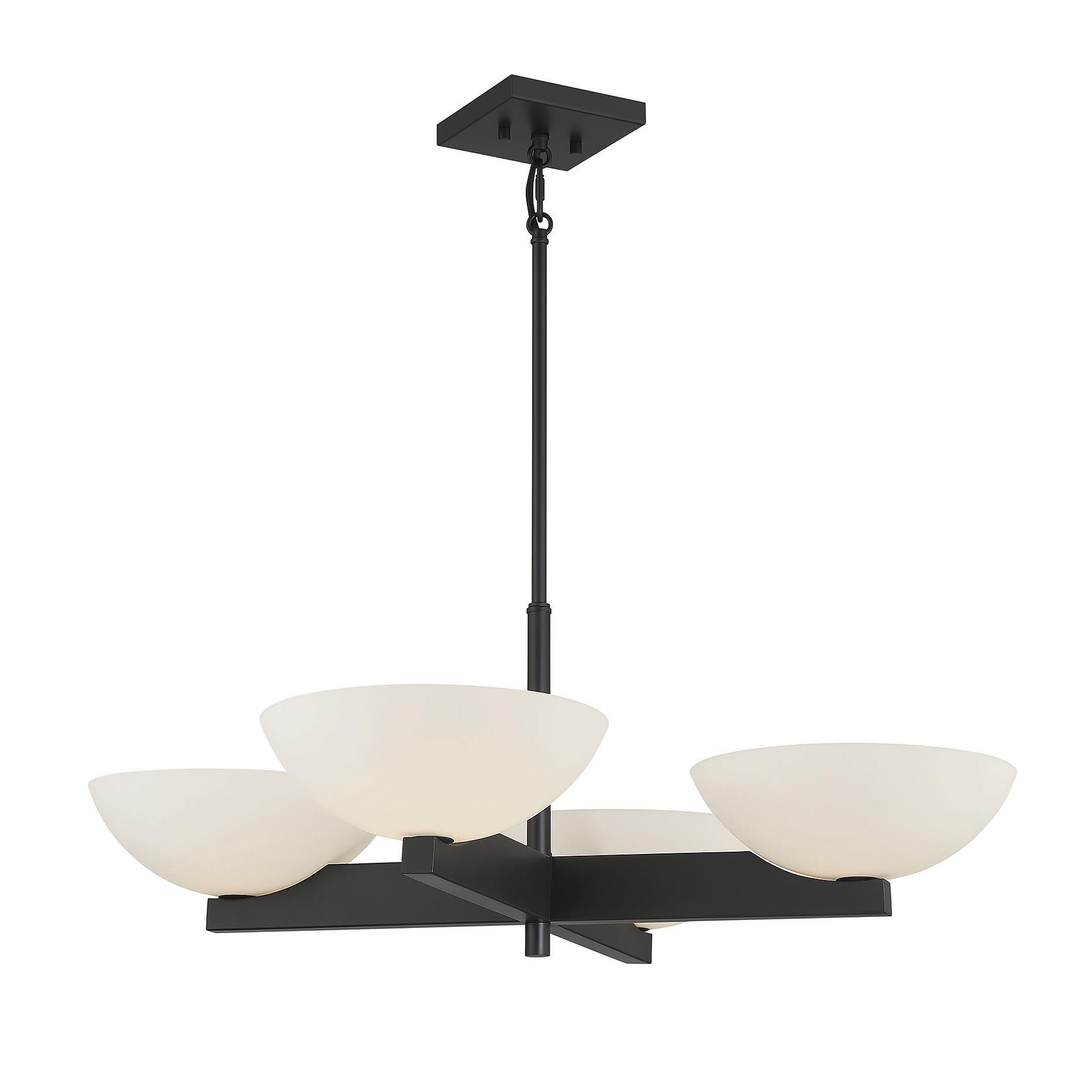 Shown in Matte Black finish and White Opal glass and Glass shade