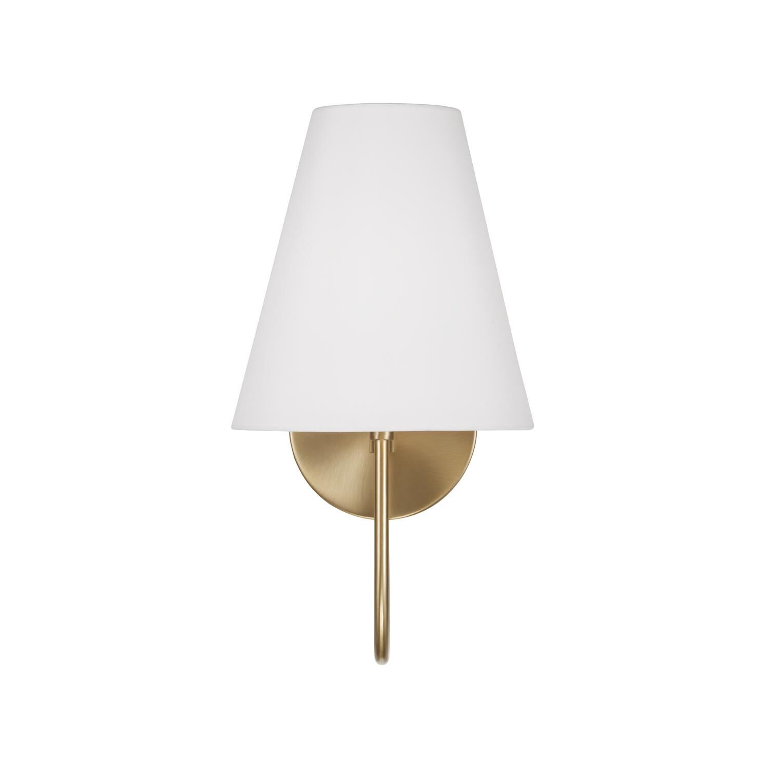 Shown in Matte Brass finish and Soft White Fabric Stay-Straight shade