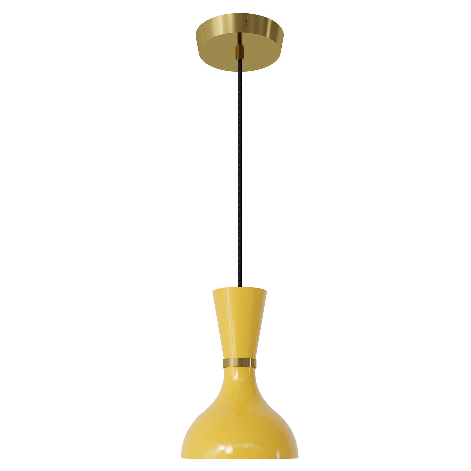Shown in Modern Brass finish and Sunset shade
